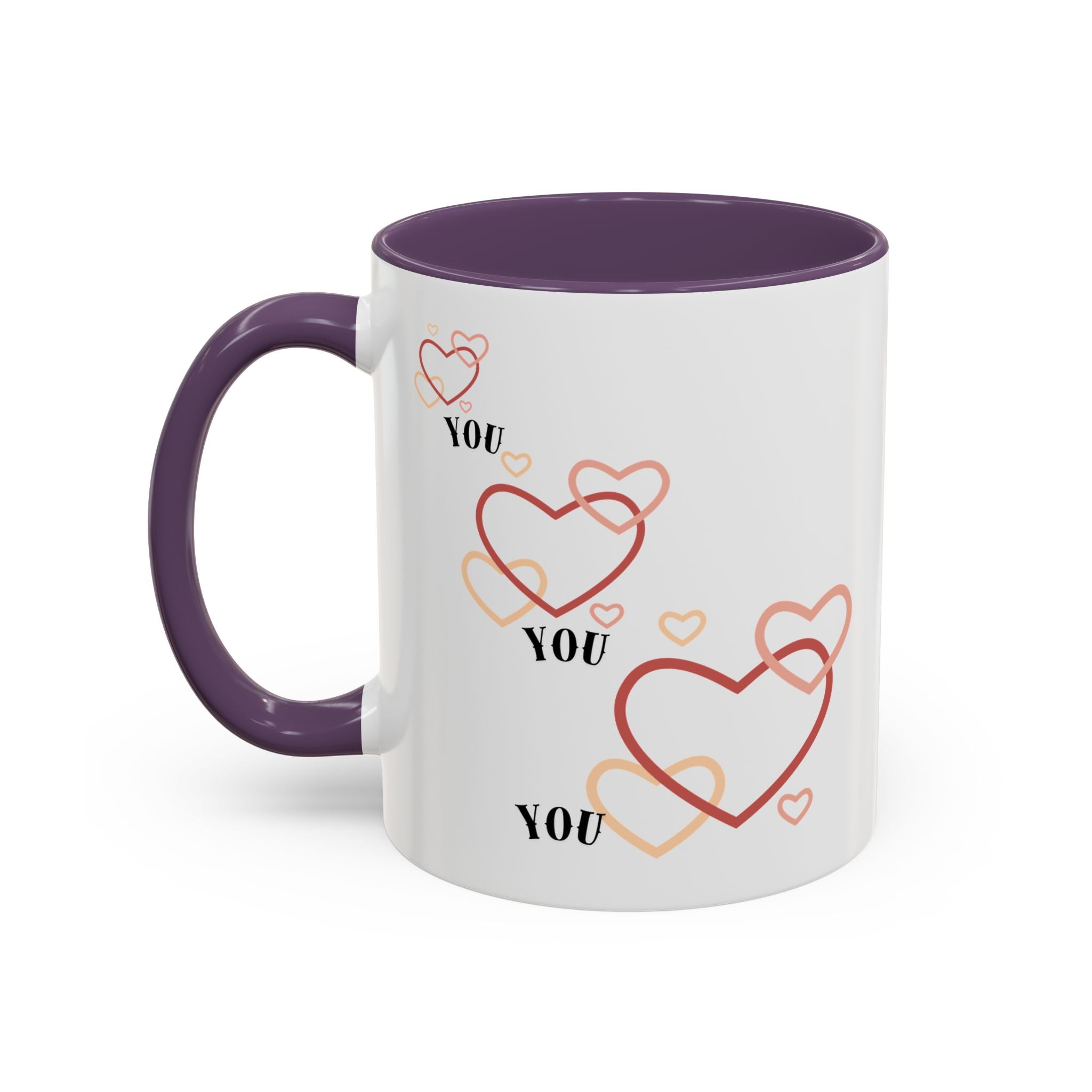 Love You Accent Coffee Mug, Valentine's Day Gift, Heart Mug, Cute Coffee Cup, Romantic Beverage Container