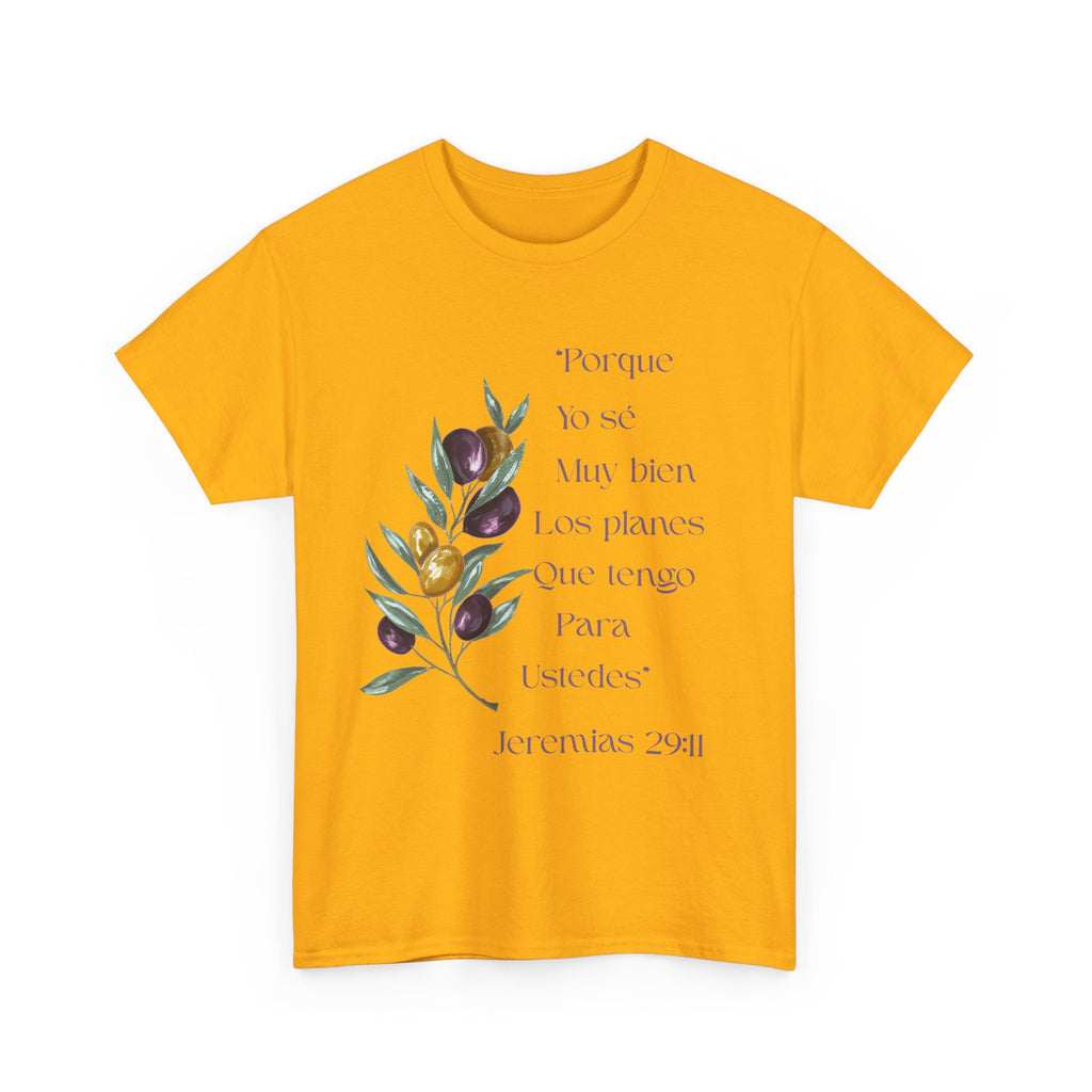 Olive Branch Scripture Tee — Jeremías 29:11 Spanish Floral Bible Verse T-Shirt