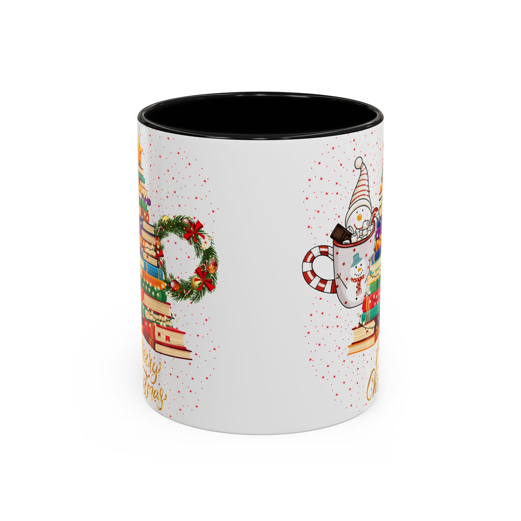 Christmas Book Tree Coffee Mug — Merry Christmas Accent Mug (11/15oz)