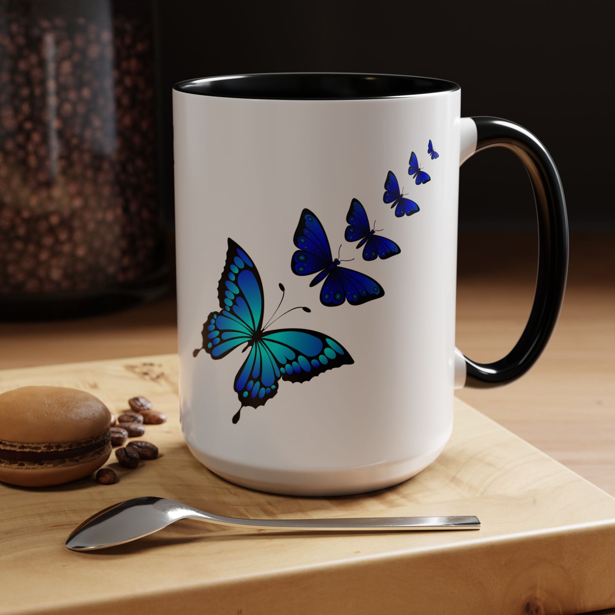 Butterfly Accent Coffee Mug | Colorful Butterfly Design | Perfect Gift for Nature Lovers | Home & Office Decor | 11oz & 15oz