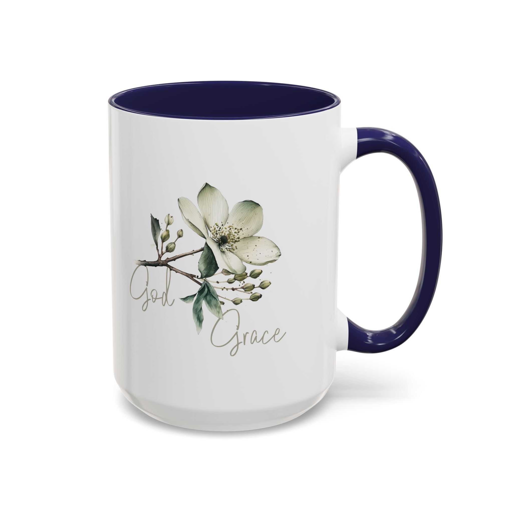 Floral Accent Coffee Mug | God Grace Gift, Nature-Inspired Tea Cup, Inspirational Drinkware for Home, Office, Mother's Day