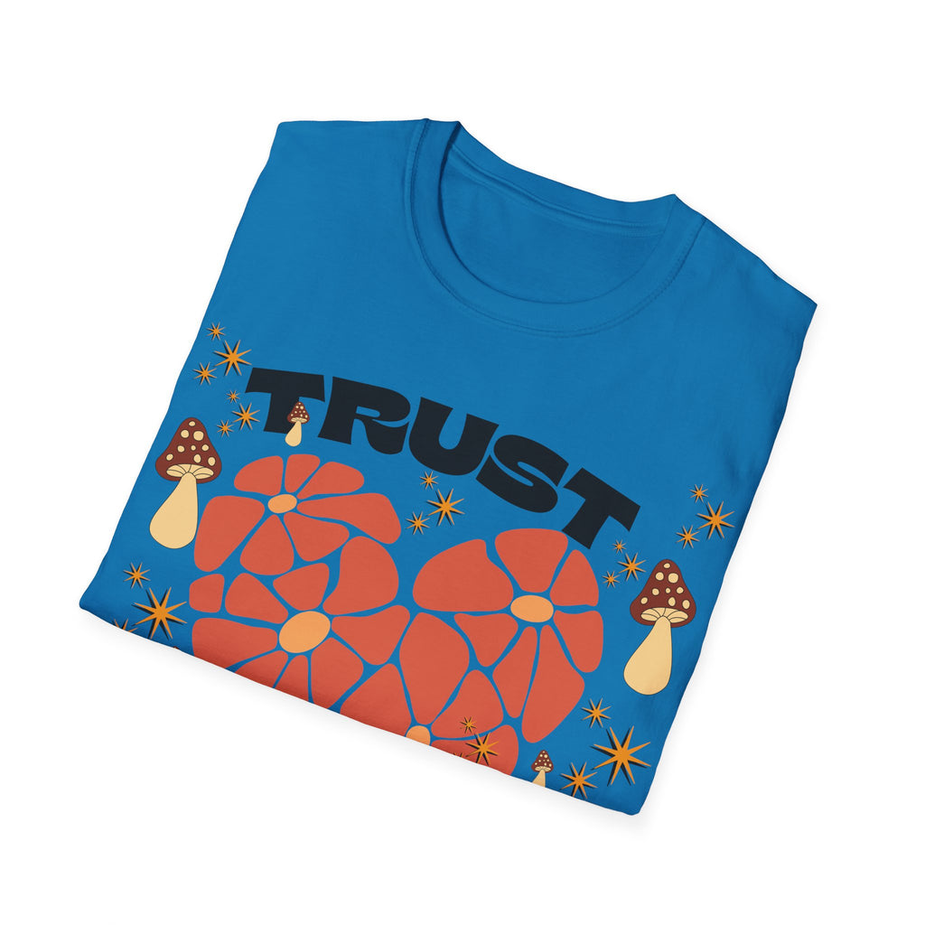 Trust The Process Heart T-Shirt — Positive Motivation Tee with Mushroom & Mosaic Heart Design