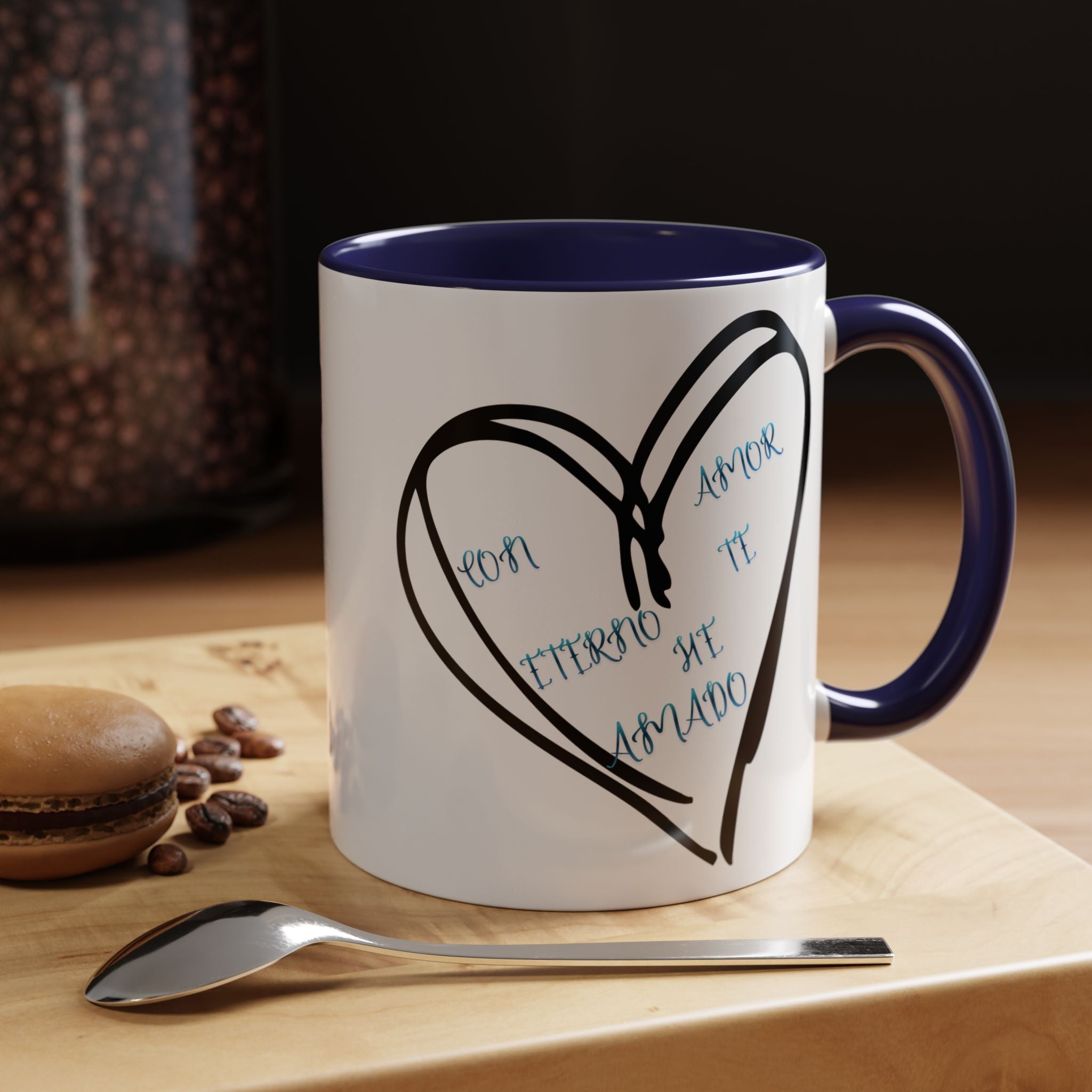 Coffee Mug - Hand-Drawn Heart with Spanish 'Por Amor Te He Amado' Accent