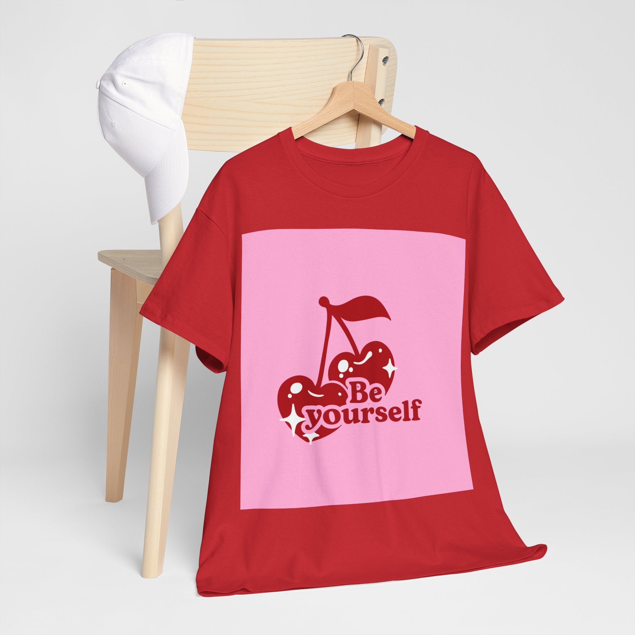 Be Yourself Cherry Graphic Tee, Unisex Cotton T-Shirt, Casual Wear, Gift for Friends, Positive Vibes, Ideal for Summer
