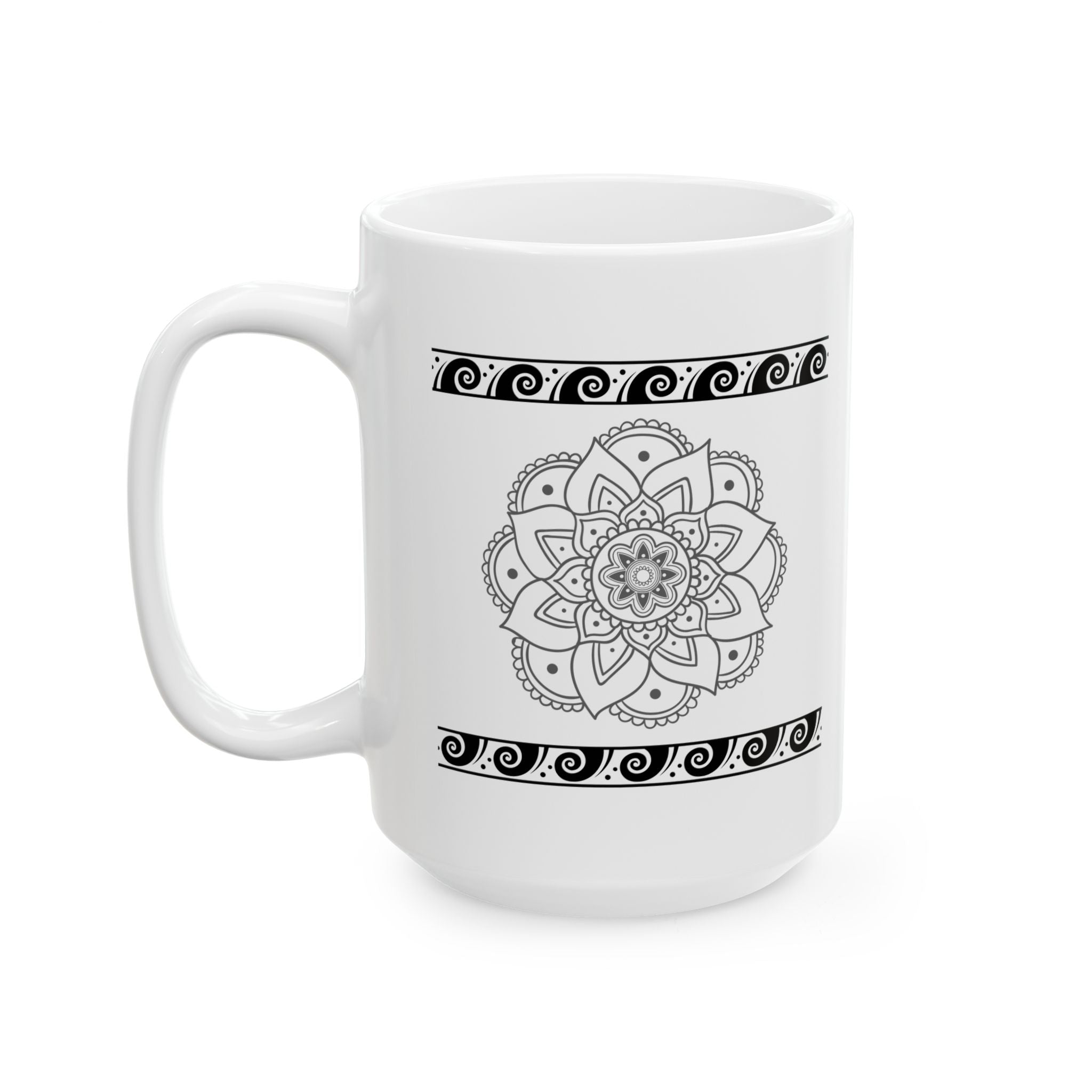Elegant Mandala Ceramic Mug - Black and White Design, Perfect for Coffee Lovers, Gift for Tea Enthusiasts, Home or Office Decor, [...]