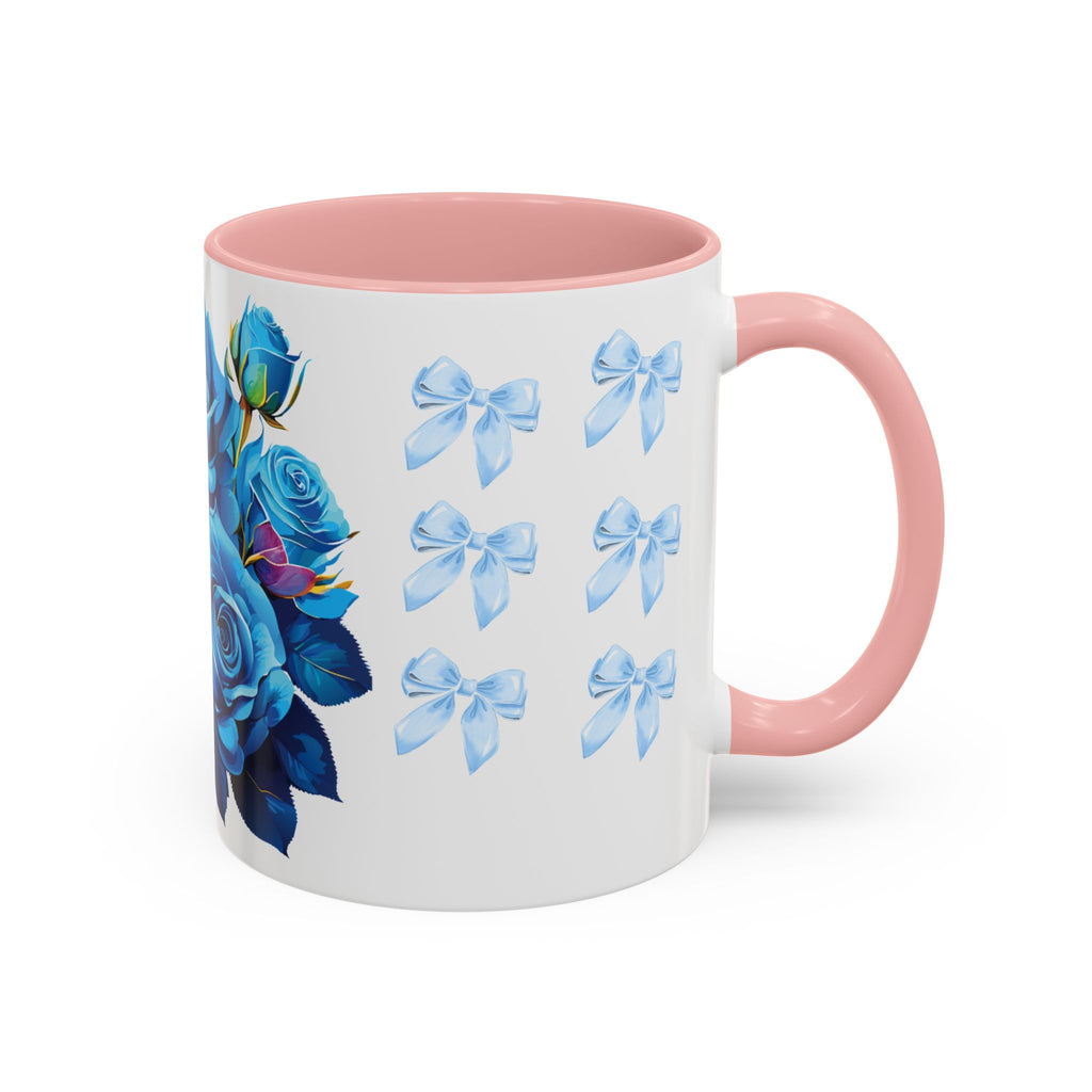 Blue Rose Accent Coffee Mug – Floral Bouquet Design (11/15 oz)