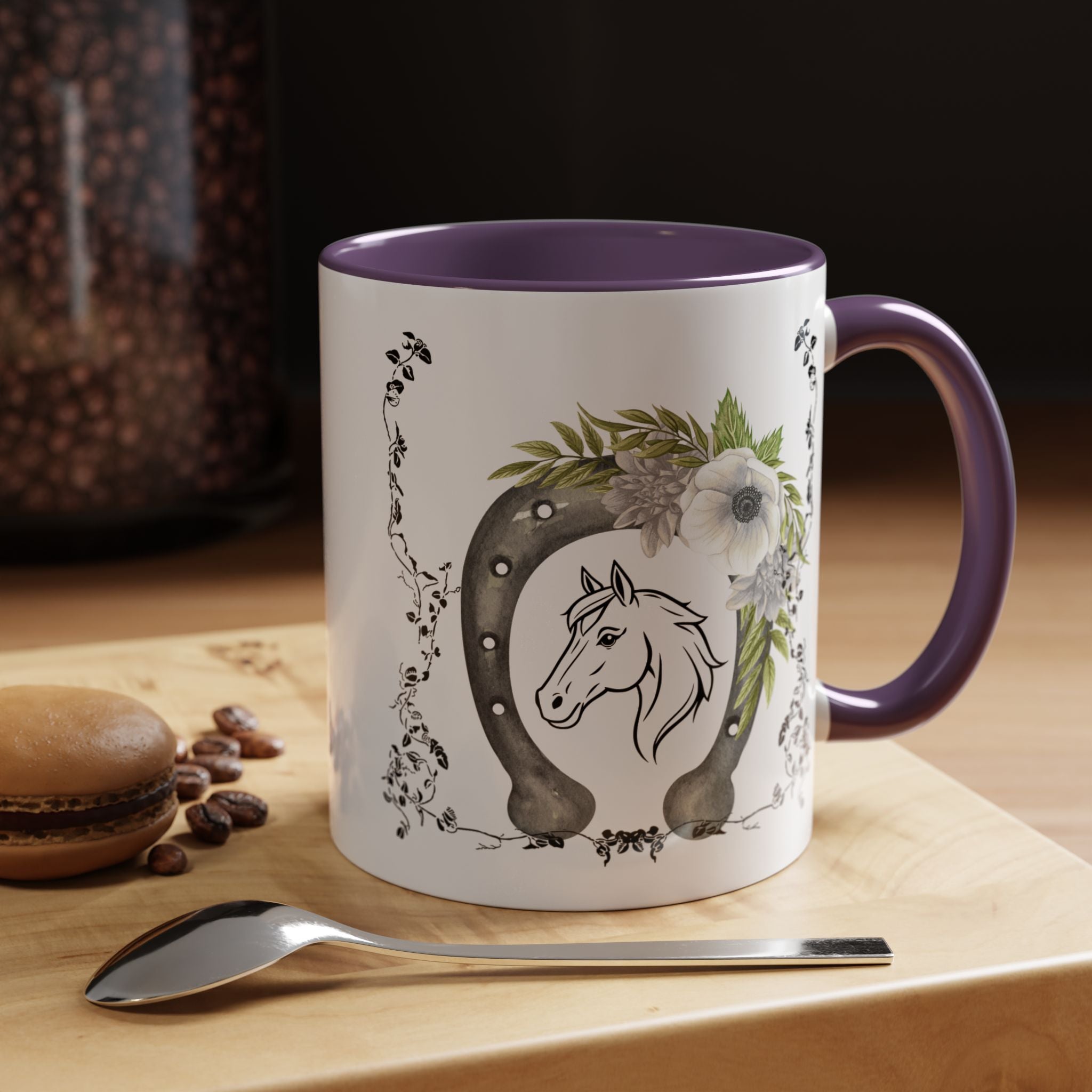 Personalized Floral Horseshoe Mug - Unique Gift for Horse Lovers, Cowgirl Theme, Farmhouse Decor, Wedding Favors, Custom Name Mug