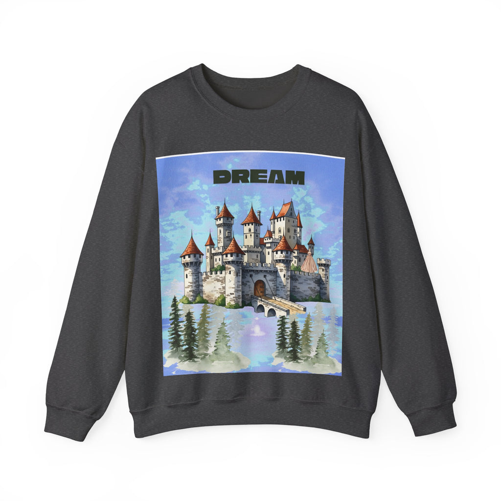 Dreamy Castle Crewneck Sweatshirt, Cozy Graphic Sweatshirt, Unisex Pullover, Pastel Art Apparel, Fantasy Sweatshirt