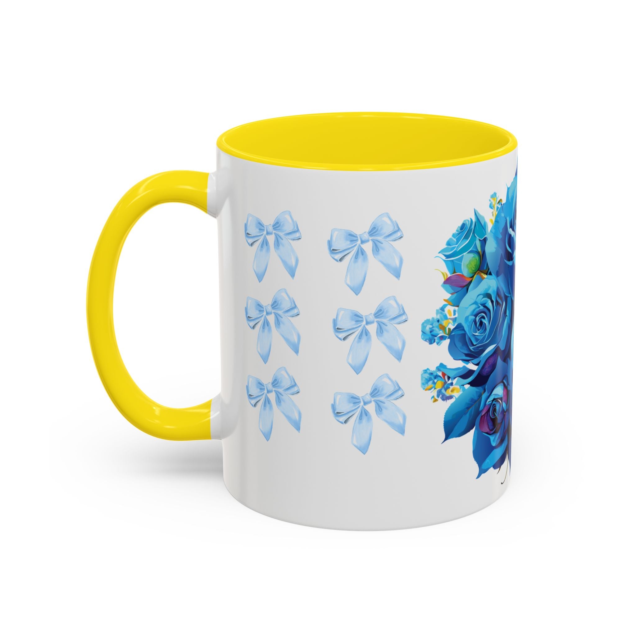 Blue Rose Accent Coffee Mug – Floral Bouquet Design (11/15 oz)
