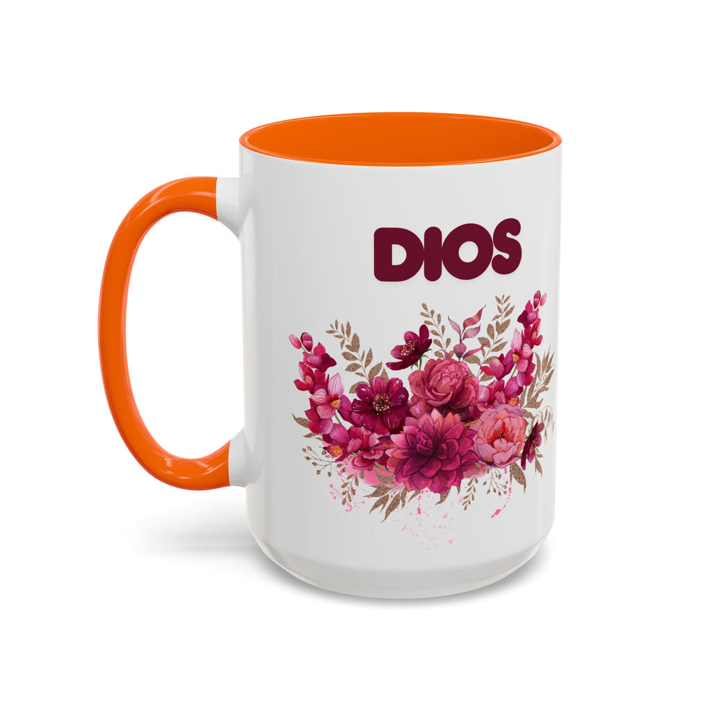 Dios Floral Accent Coffee Mug — 11/15oz Inspirational Christian Tea Cup