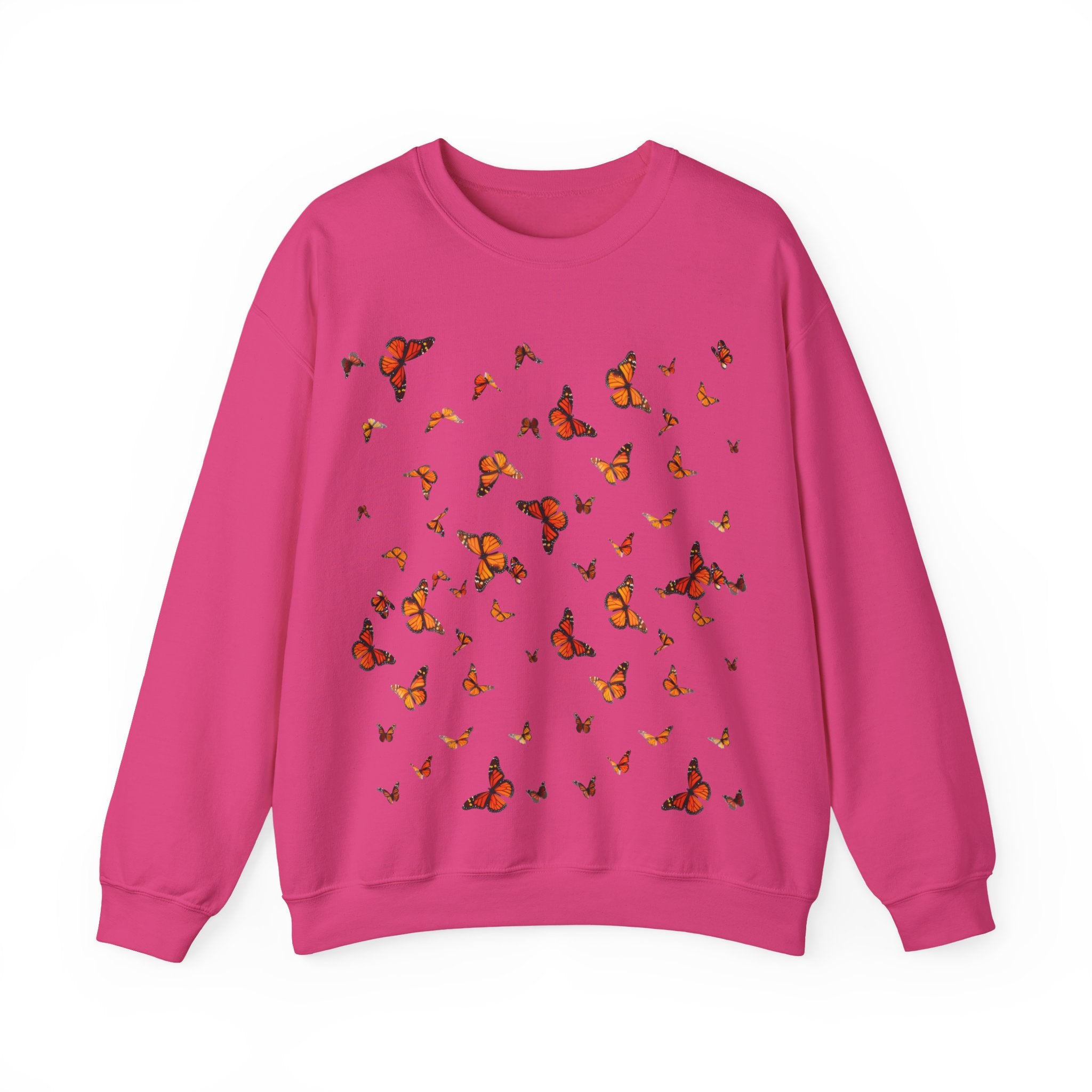 Butterfly Flock Crewneck Sweatshirt — Orange Monarchs Graphic