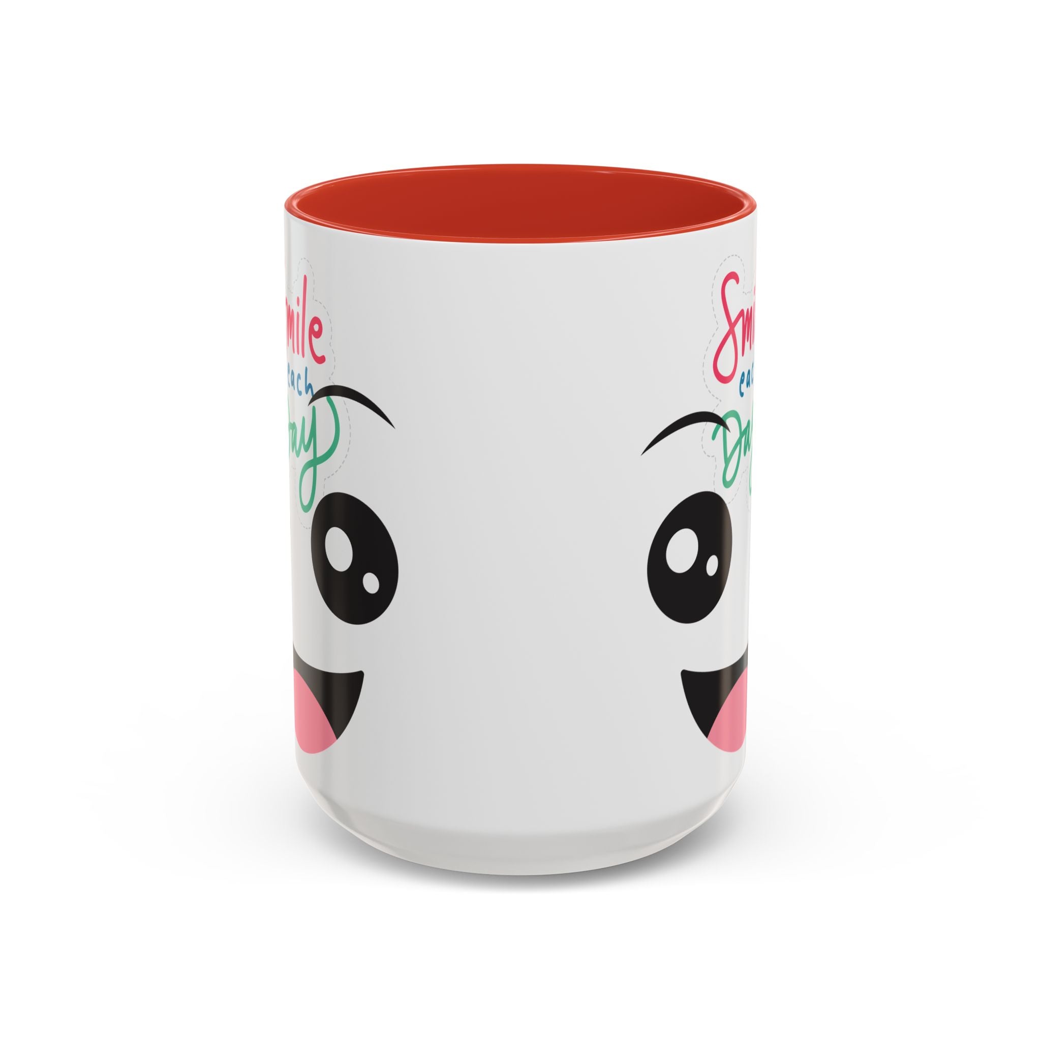 Smile Each Day Coffee Mug — Cute Cartoon Face Accent Mug (11/15oz)