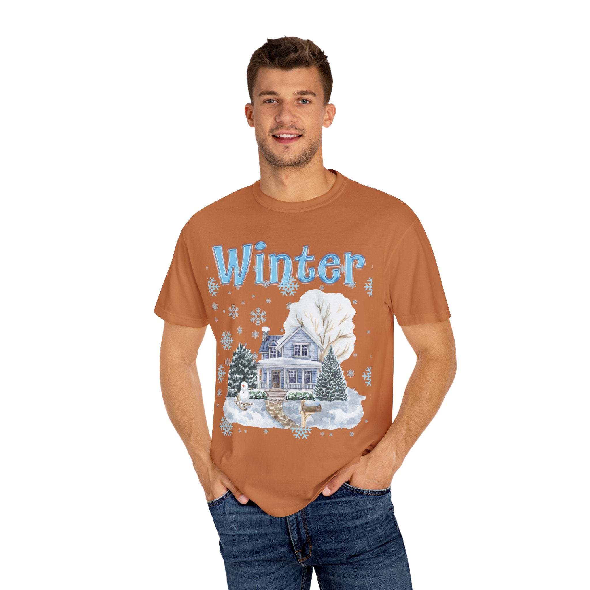Winter-Themed Unisex Garment-Dyed T-shirt