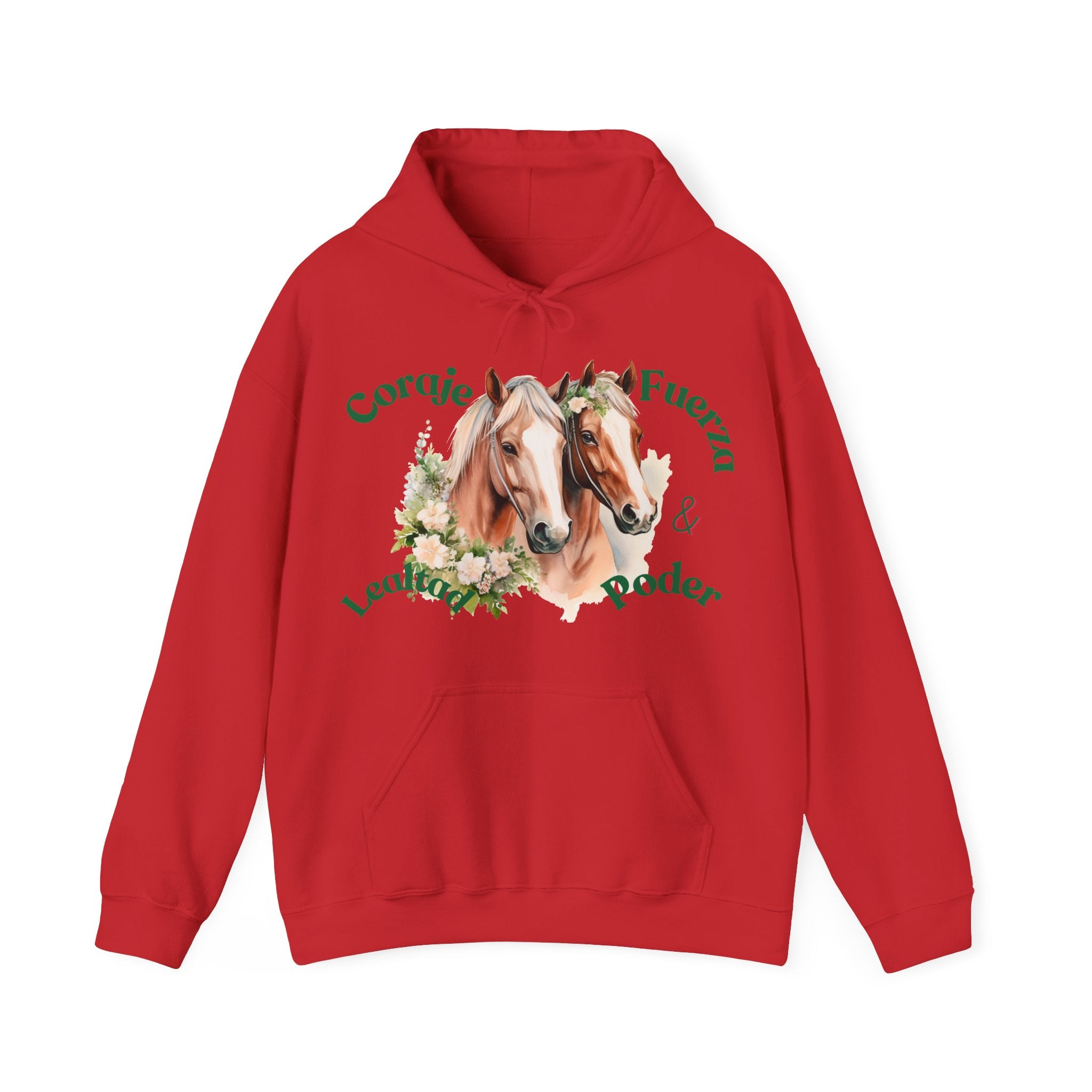 Equine Spirit Hooded Sweatshirt - Courage, Strength, Love, Gift for Horse Lovers, Cozy Wear, Equestrian Apparel, Motivational Sweatshirt