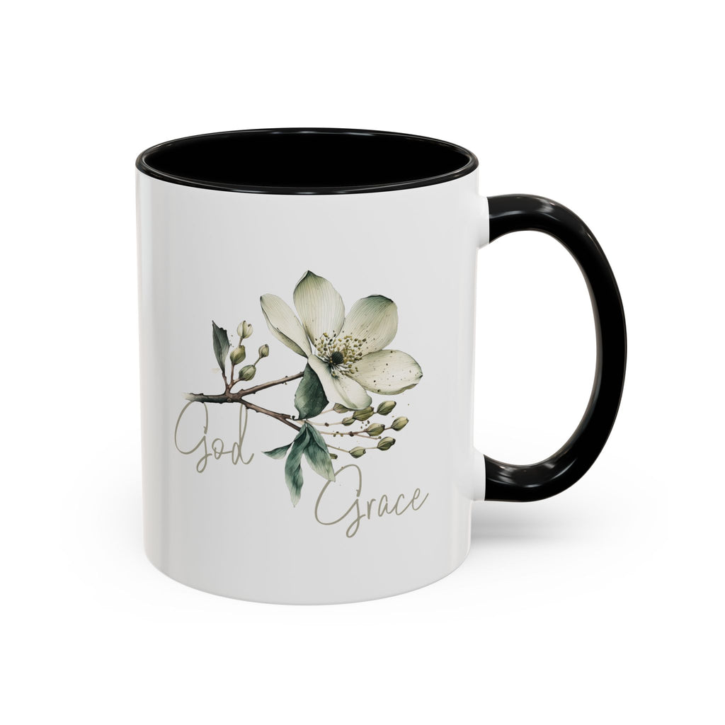 Floral Accent Coffee Mug | God Grace Gift, Nature-Inspired Tea Cup, Inspirational Drinkware for Home, Office, Mother's Day