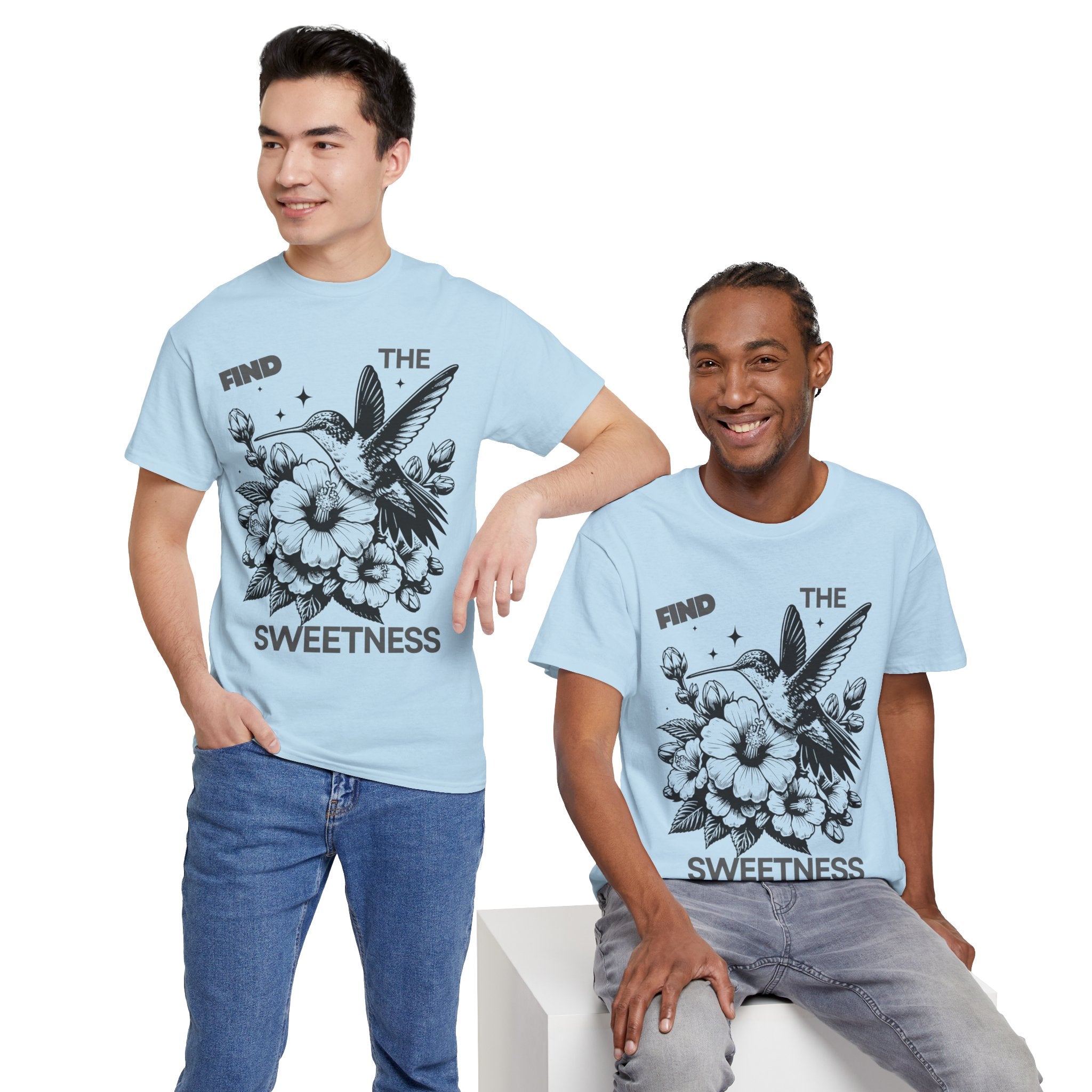 Find The Sweetness Tee — Floral Hummingbird Graphic T-Shirt