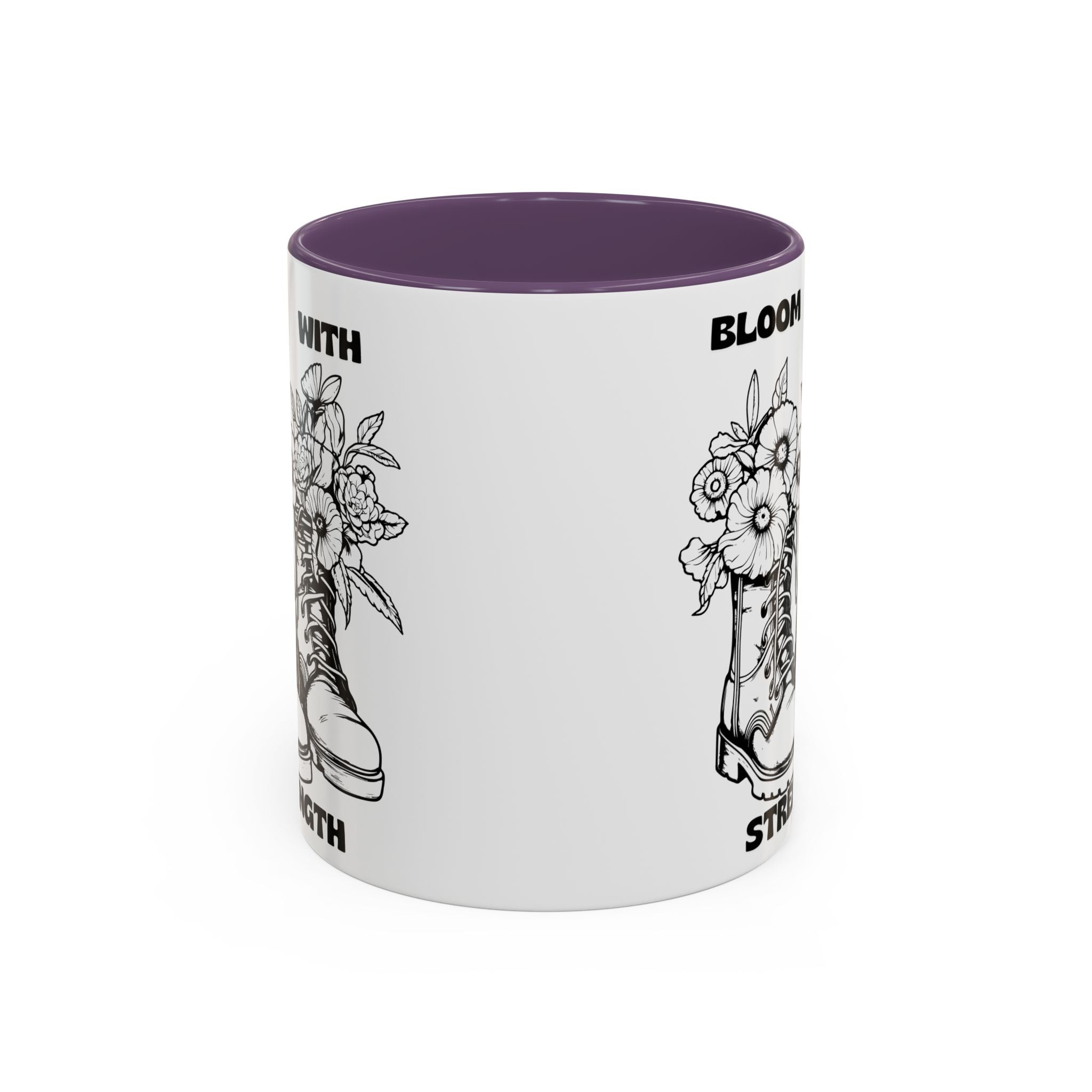 Bloom With Strength Coffee Mug — Floral Boots Inspirational Accent Mug (11/15oz)