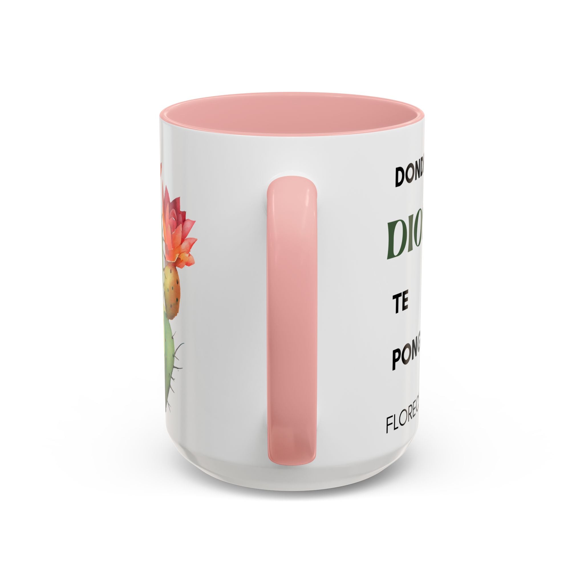 Cactus Floral Accent Coffee Mug – ‘Donde Dios Te Ponga Florecerás’ Spanish Inspirational Mug