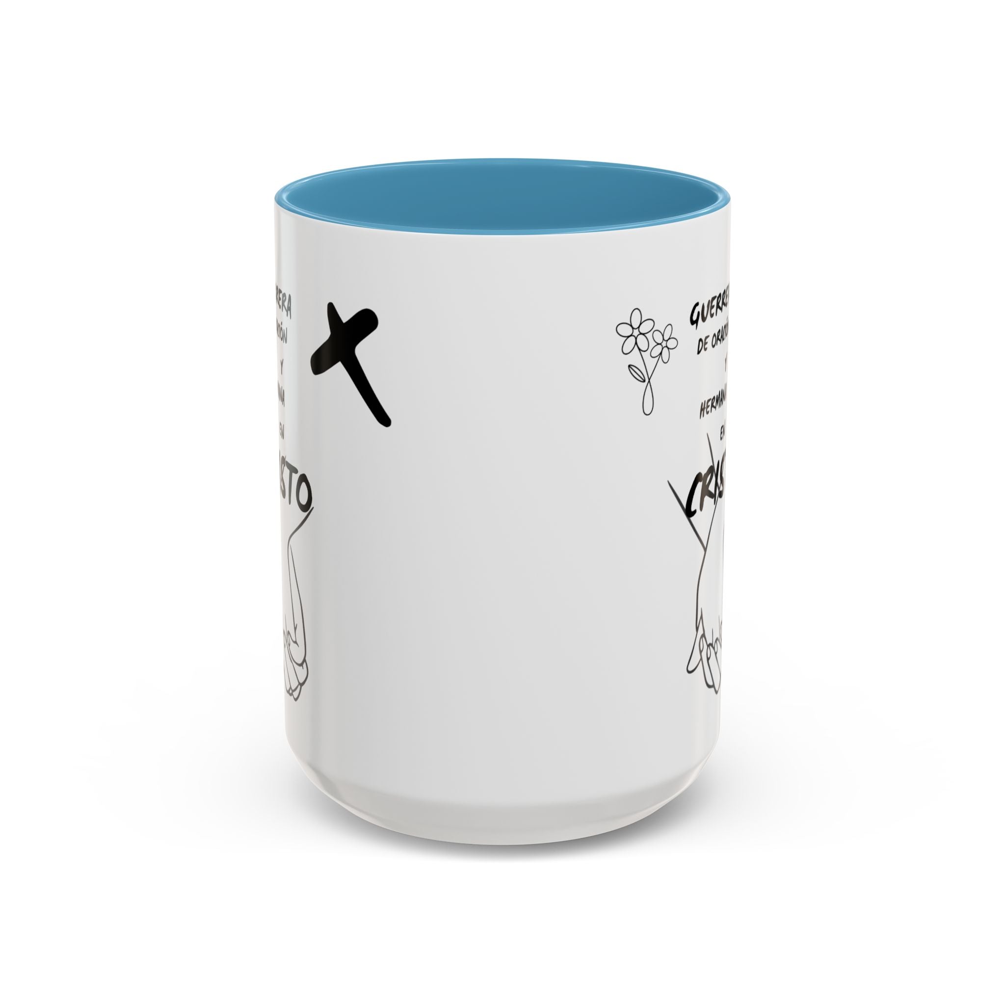 Christian Prayer Warrior Mug — "Guerrera de Oración y Hermana en Cristo" Accent Coffee Cup (11/15oz)