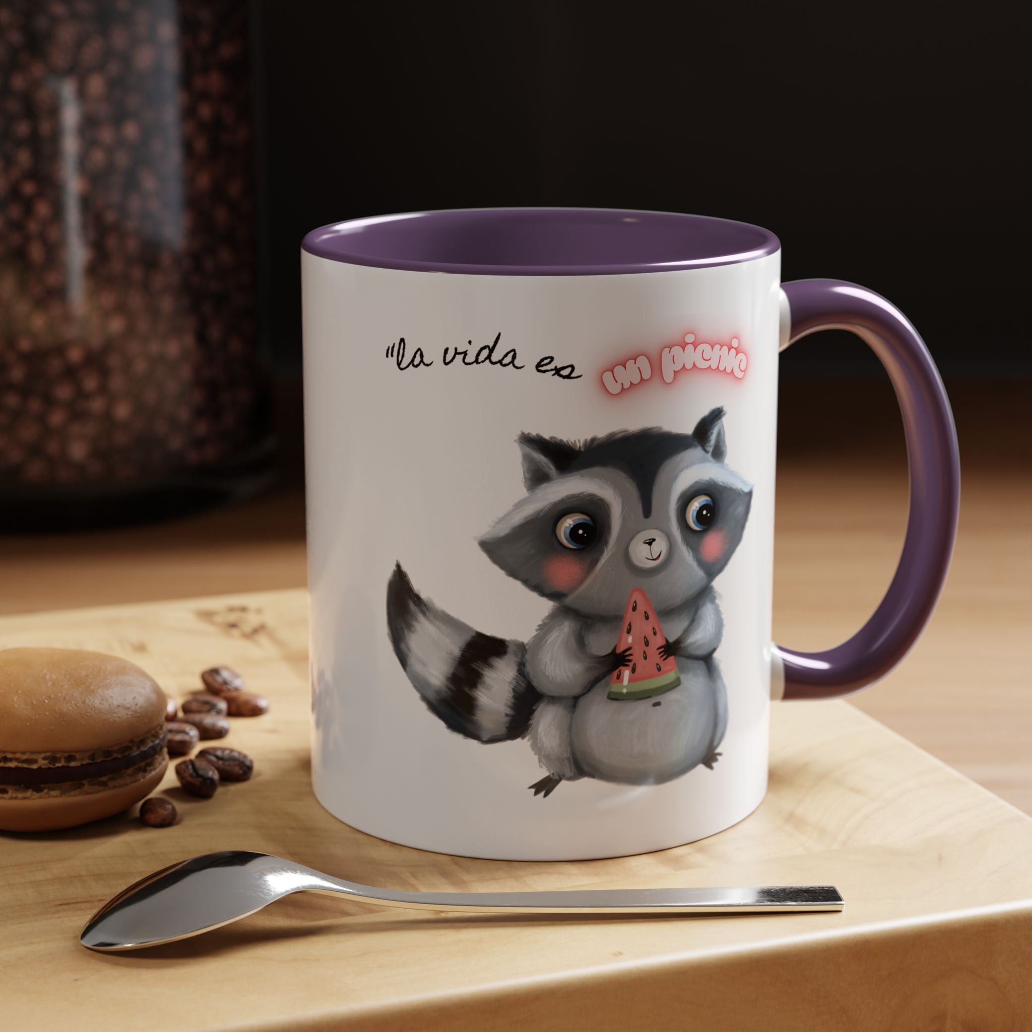 Raccoon-Themed Accent Coffee Mug | Cute Animal Mug for Home, Gift for Coffee Lovers, Nature Lovers, Birthday, Celebrate Life