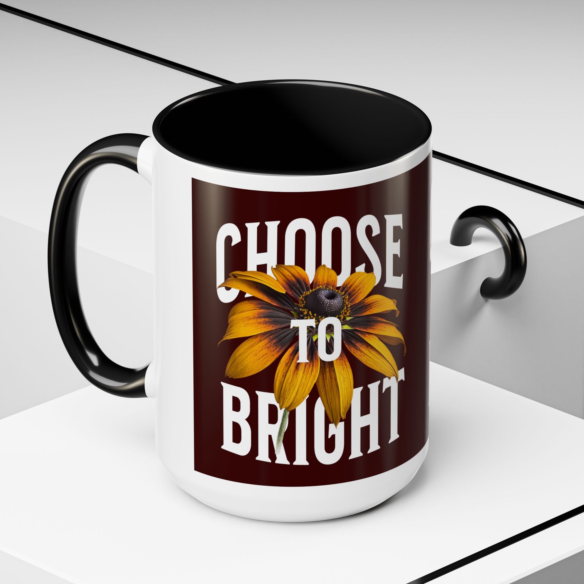 Choose to Be Bright Coffee Mug — Sunflower Accent Ceramic Mug (11/15oz)