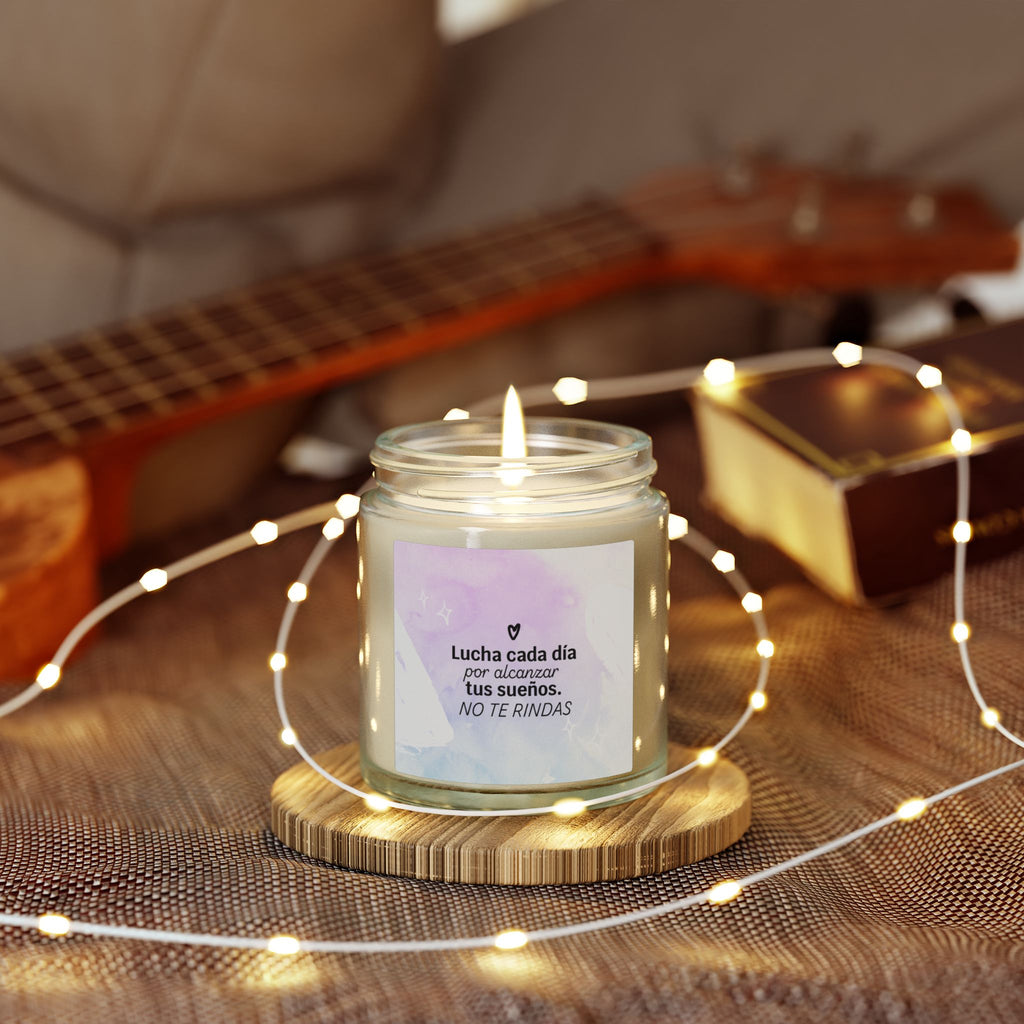 Motivational Spanish Scented Candle — Coconut Apricot (4oz/9oz) — "Lucha cada día... NO TE RINDAS"