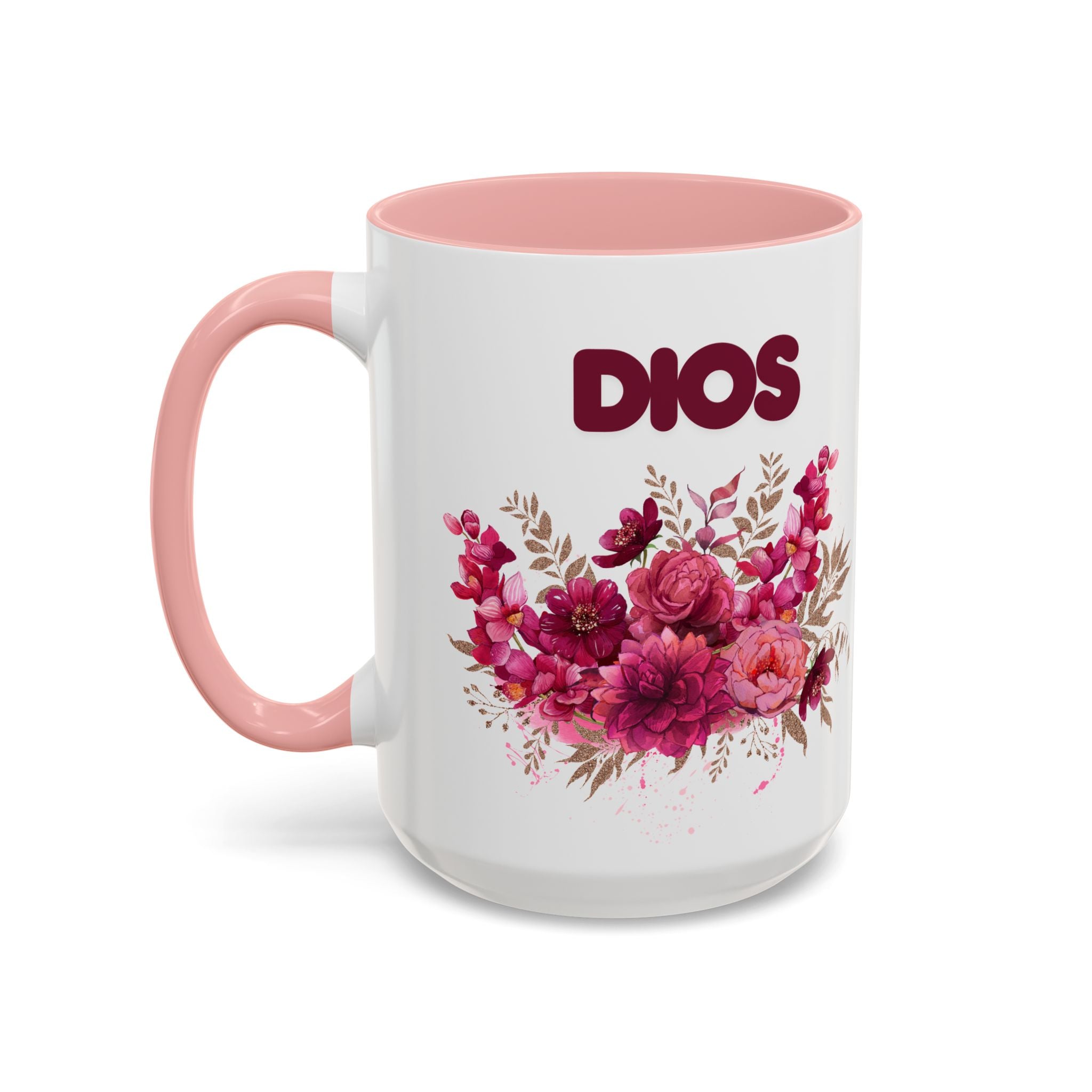 Dios Floral Accent Coffee Mug — 11/15oz Inspirational Christian Tea Cup