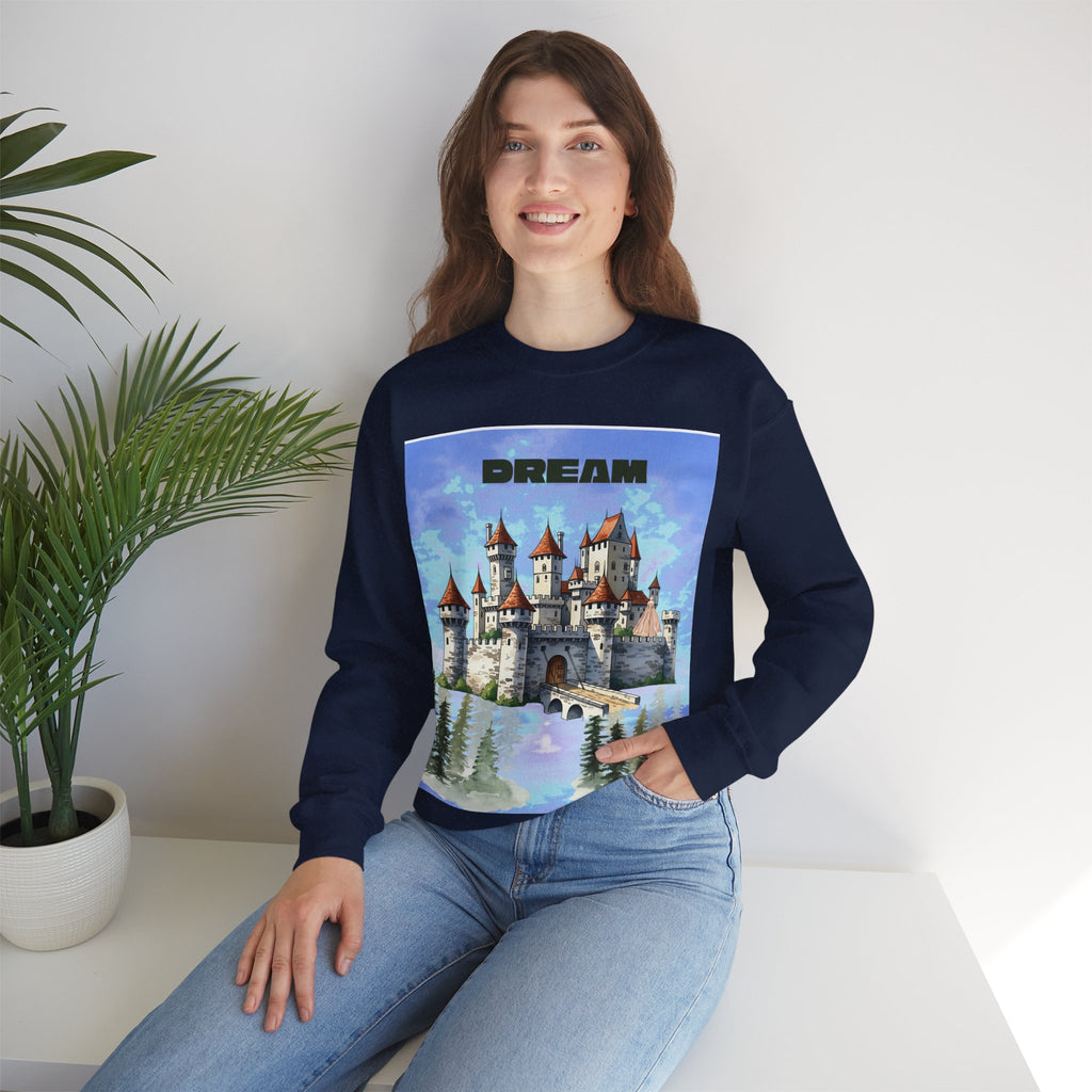 Dreamy Castle Crewneck Sweatshirt, Cozy Graphic Sweatshirt, Unisex Pullover, Pastel Art Apparel, Fantasy Sweatshirt