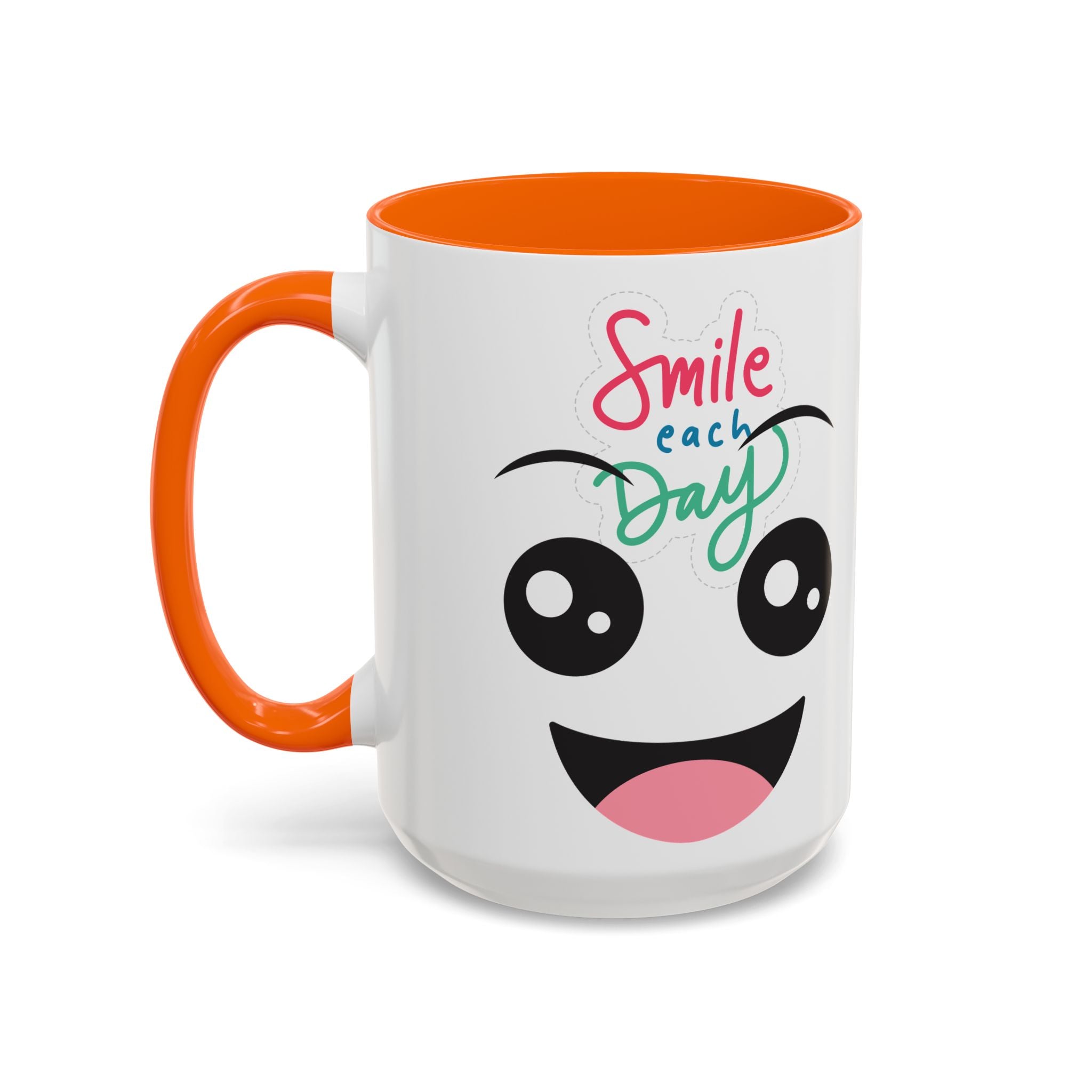 Smile Each Day Coffee Mug — Cute Cartoon Face Accent Mug (11/15oz)