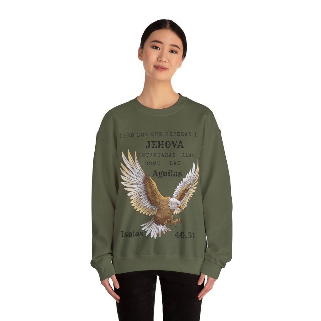 Isaías 40:31 Eagle Sweatshirt — "Pero los que esperan a Jehová" Spanish Christian Crewneck