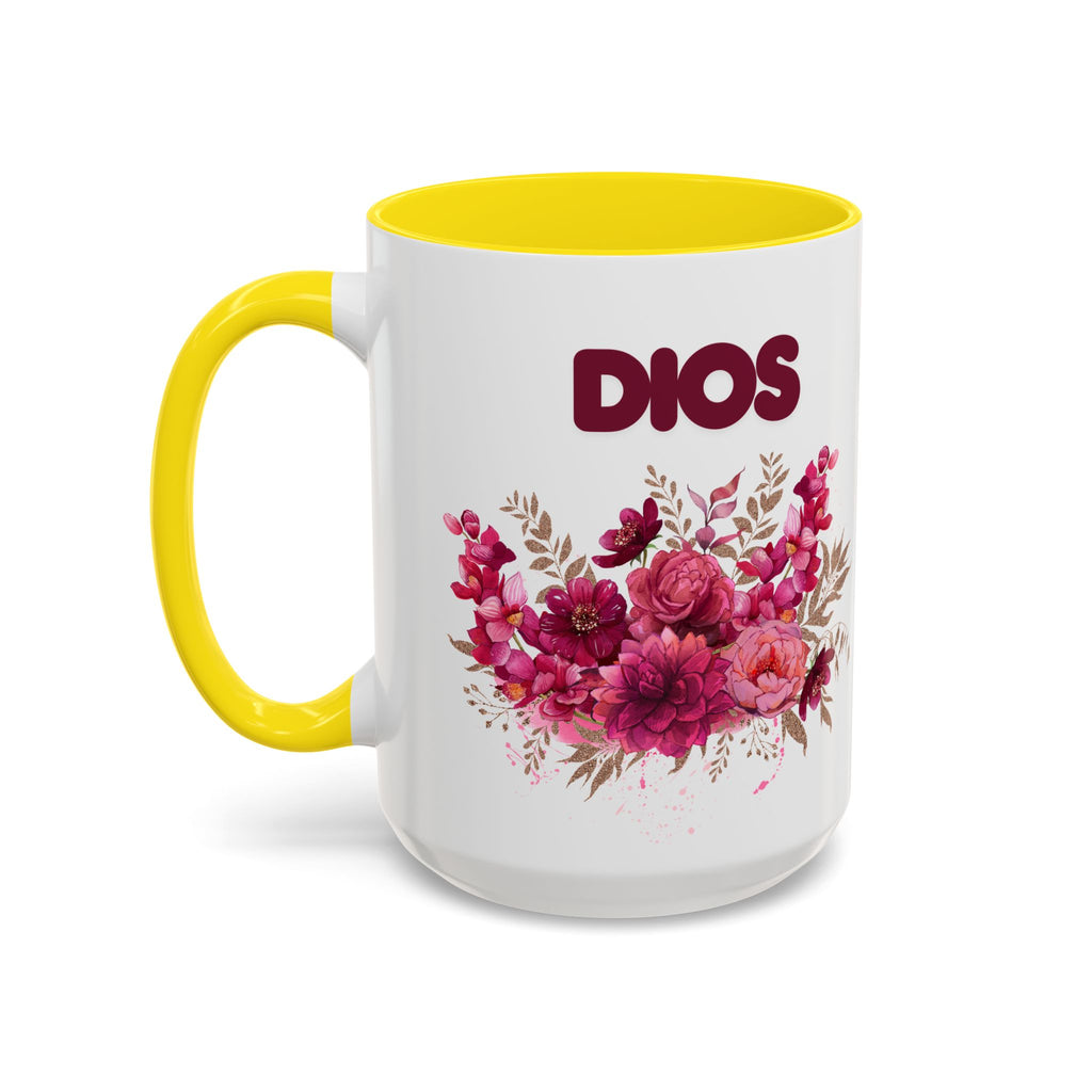 Dios Floral Accent Coffee Mug — 11/15oz Inspirational Christian Tea Cup