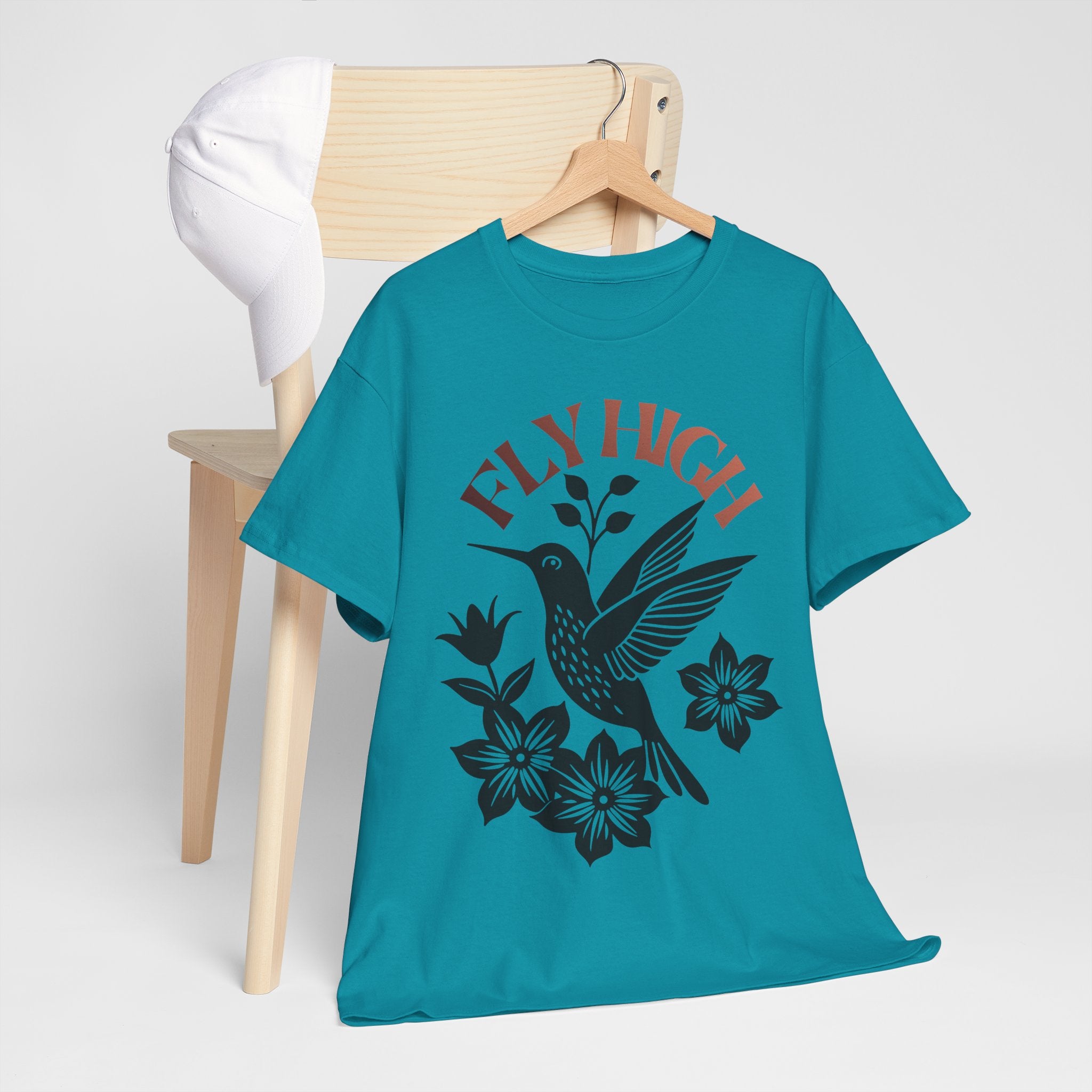 Fly High Hummingbird T-Shirt — Floral Retro Nature Tee