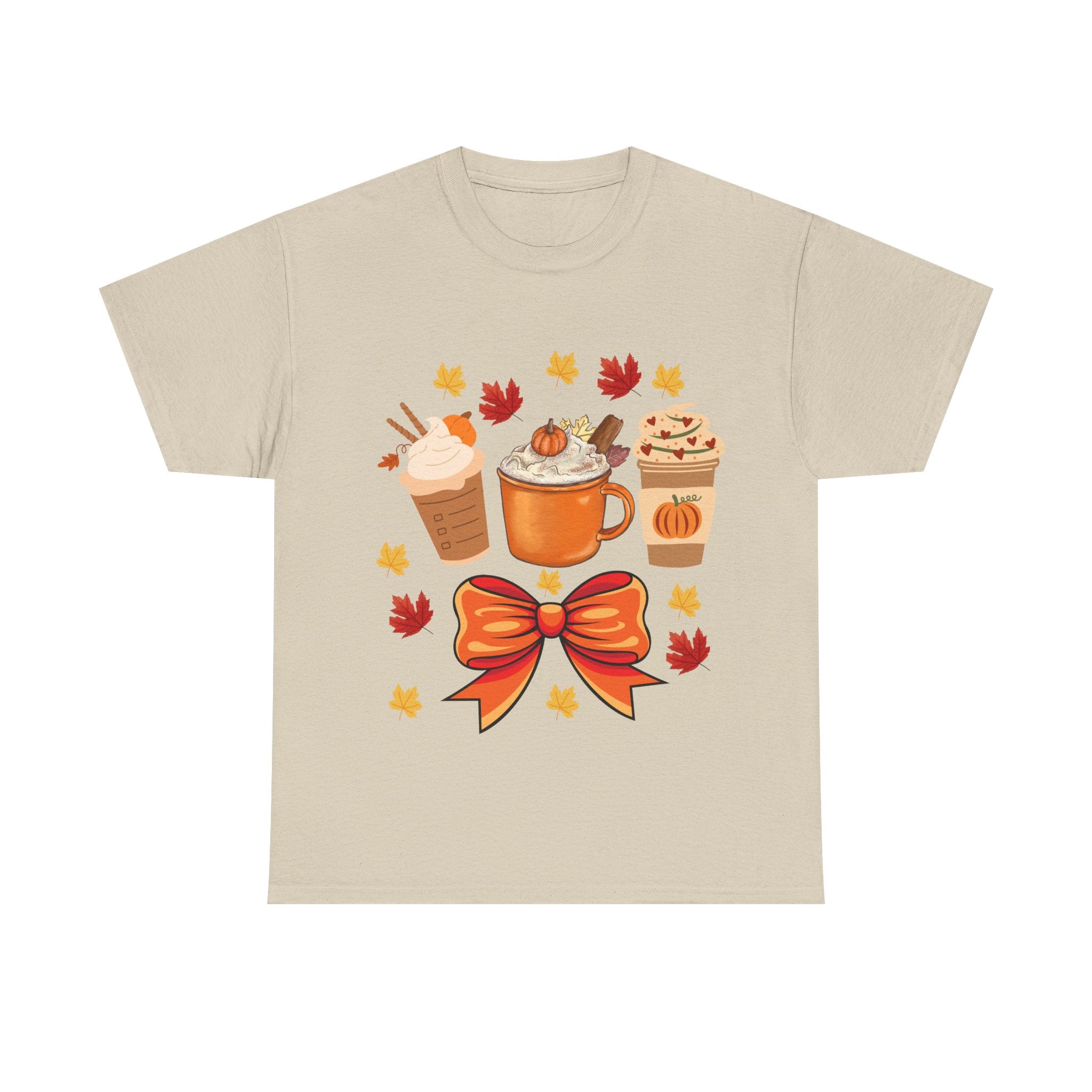 Fall-Themed Unisex Heavy Cotton Tee, Autumn Shirt, Pumpkin Spice Tee, Cozy Fall Apparel, Coffee Lover T-shirt