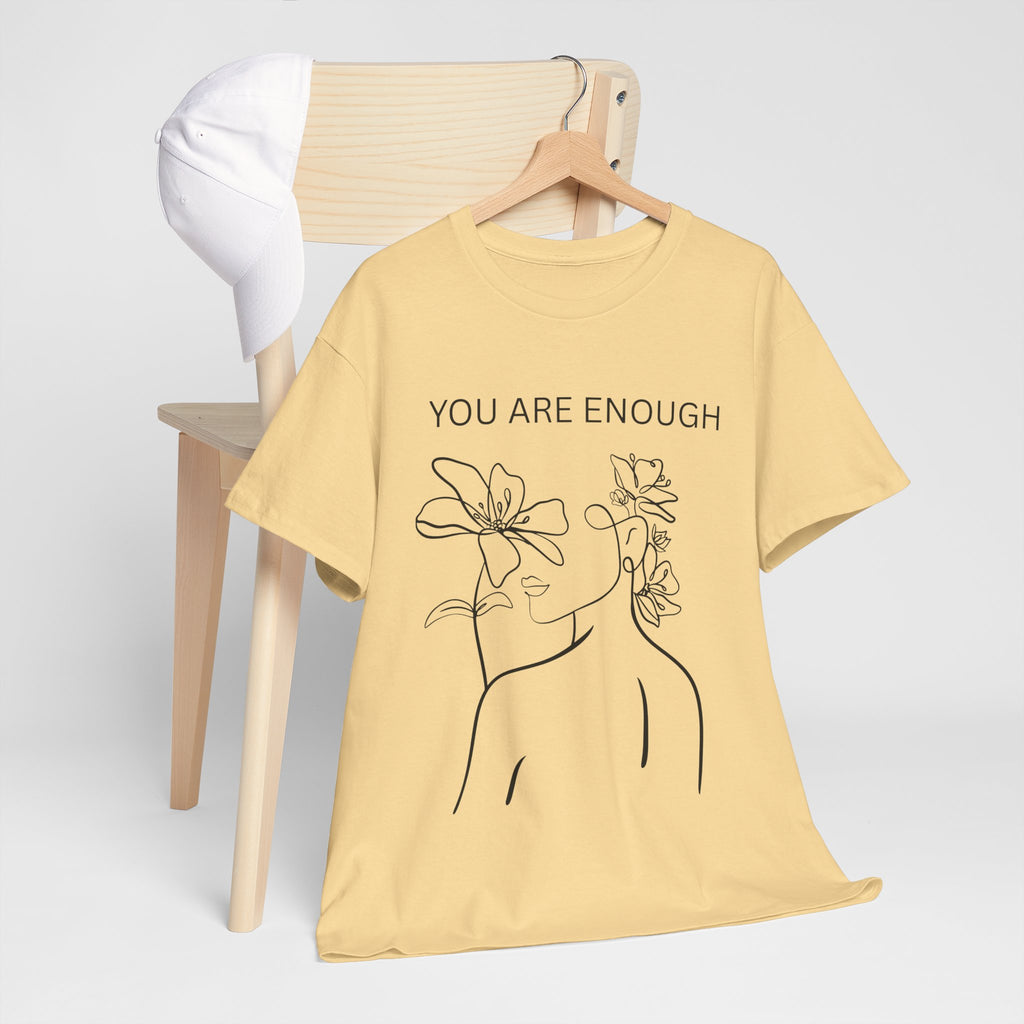 Inspirational Floral Tee, Unisex Heavy Cotton T-Shirt with 'You Are Enough' Design, Motivational Gift, Self-Love Apparel, Positive [...]
