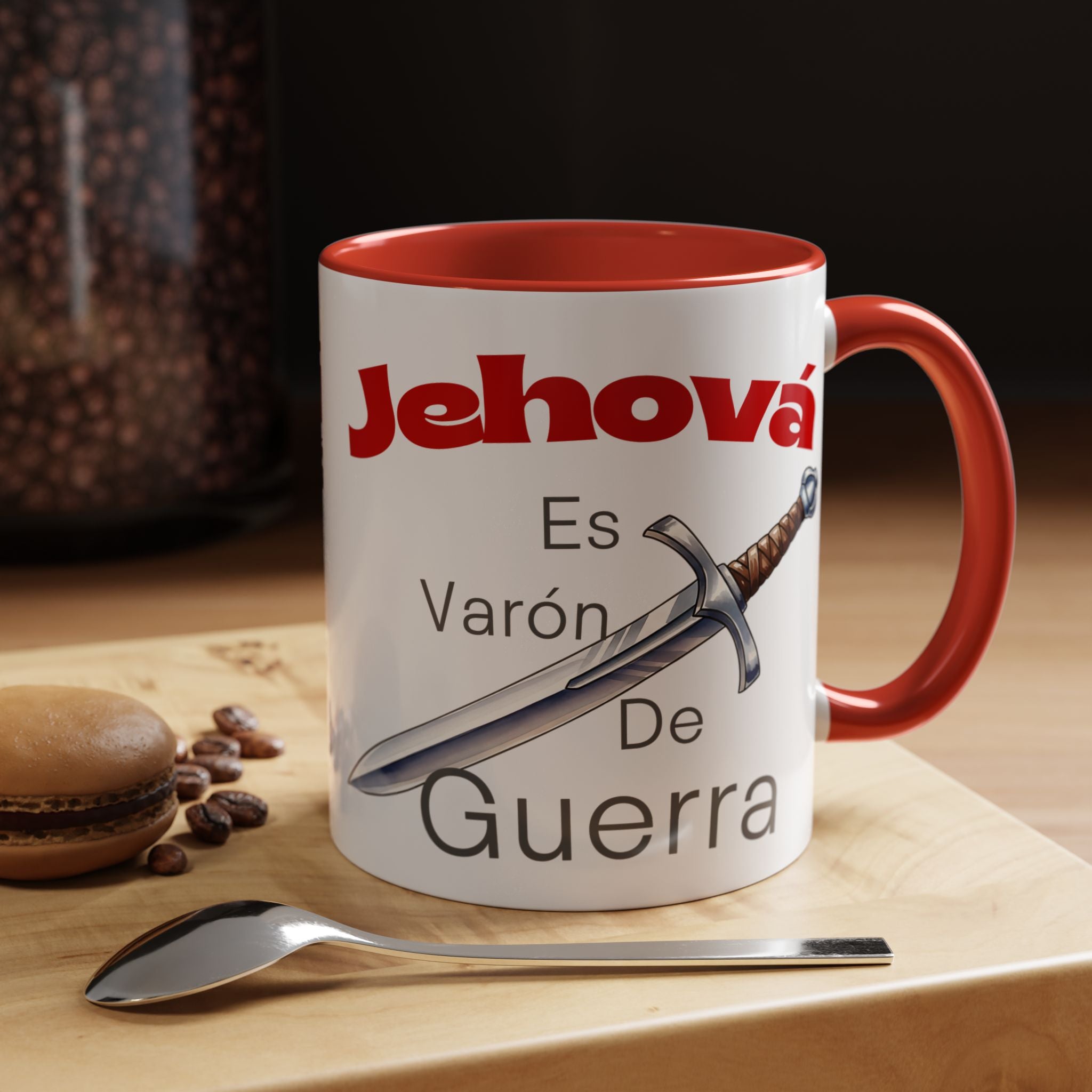 Jehovah Es Varón de Guerra Coffee Mug — Spanish Faith Sword Accent Mug (11/15oz)