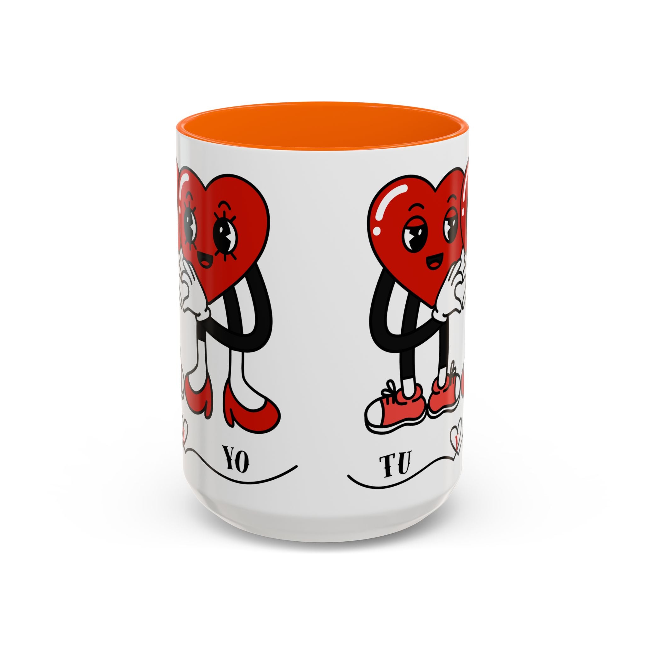 Valentine Heart Couple Coffee Mug – "Tu y Yo" Cute Romantic Accent Mug