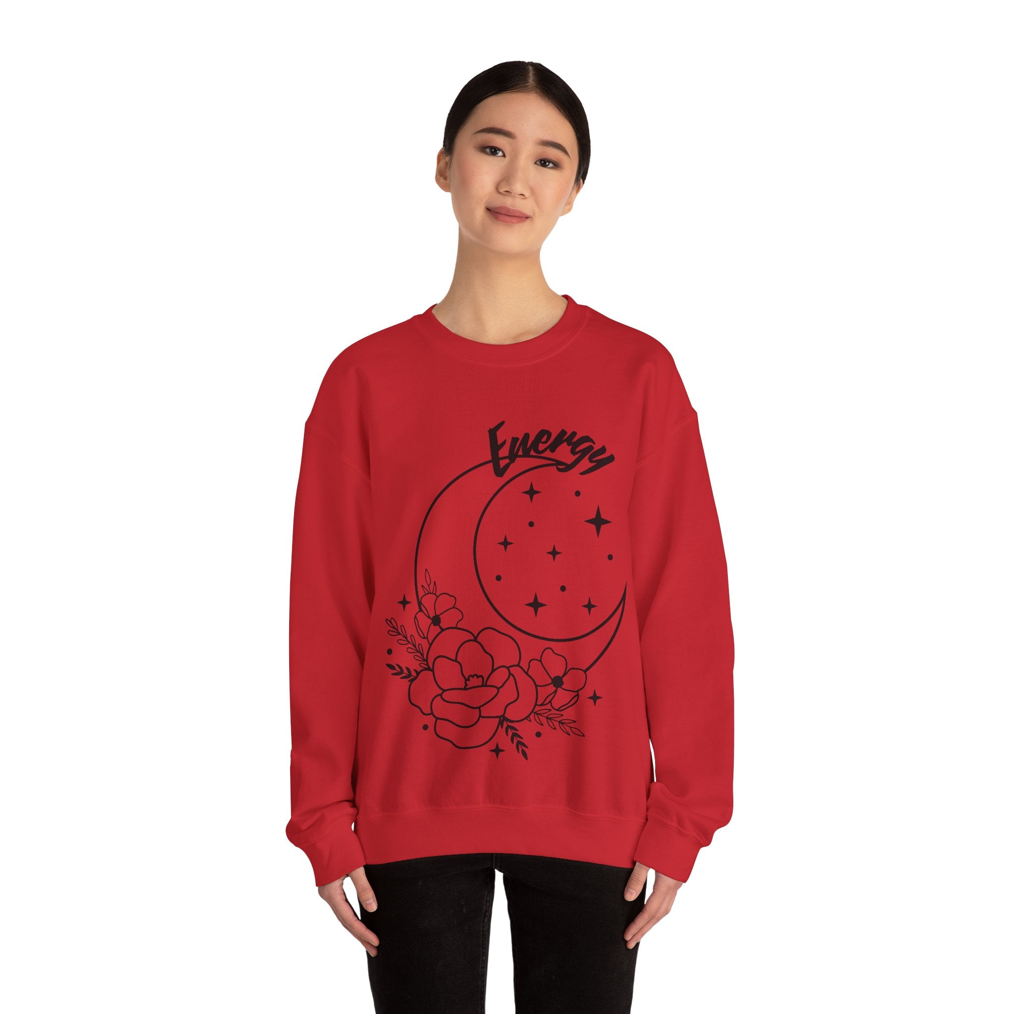 Celestial Energy Sweatshirt, Moon and Flowers Crewneck, Cozy Unisex Top, Astrology Gift, Spiritual Apparel, Birthday Gift, Everyday Wear