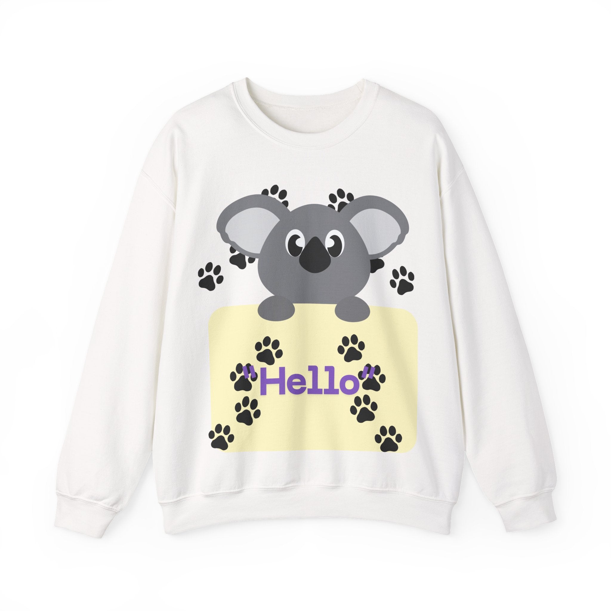 Cute Koala Hello Sweatshirt, Unisex Cozy Crewneck, Pet Lover Gift, Animal Lover Apparel, Fun Casual Wear, Cute Graphic Sweater