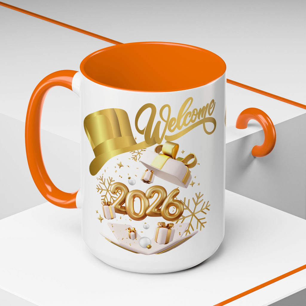 2026 New Year Coffee Mug — "Welcome 2026" Gold Celebration Accent Mug