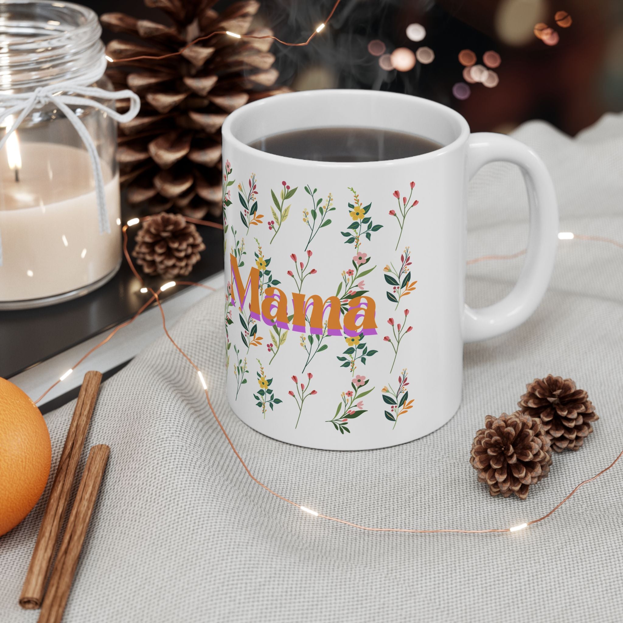 Floral Mother’s Day Ceramic Mug, Gift for Mom, Tea Coffee Cup, 11oz and 15oz, Spring Inspired Drinkware
