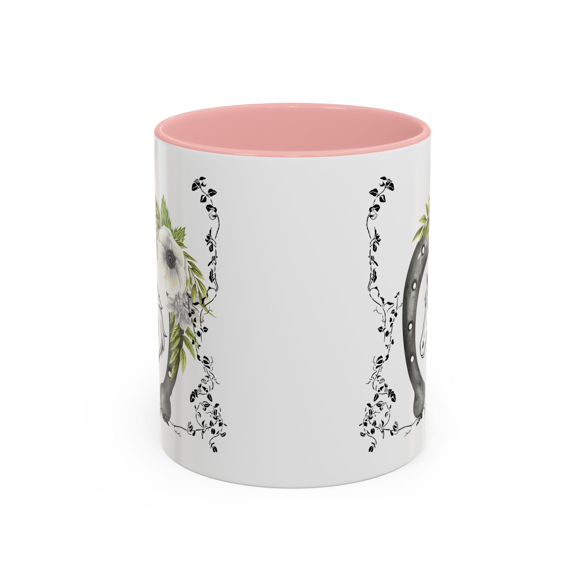 Personalized Floral Horseshoe Mug - Unique Gift for Horse Lovers, Cowgirl Theme, Farmhouse Decor, Wedding Favors, Custom Name Mug