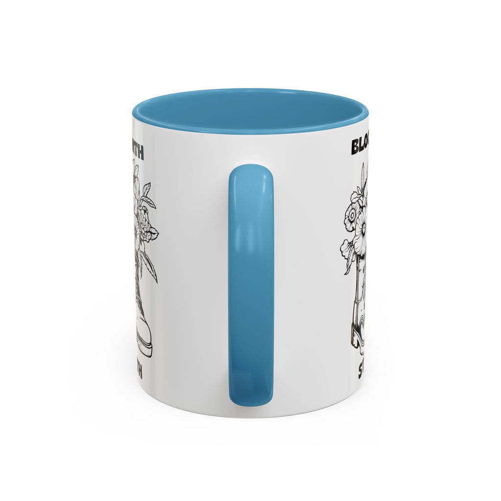 Bloom With Strength Coffee Mug — Floral Boots Inspirational Accent Mug (11/15oz)