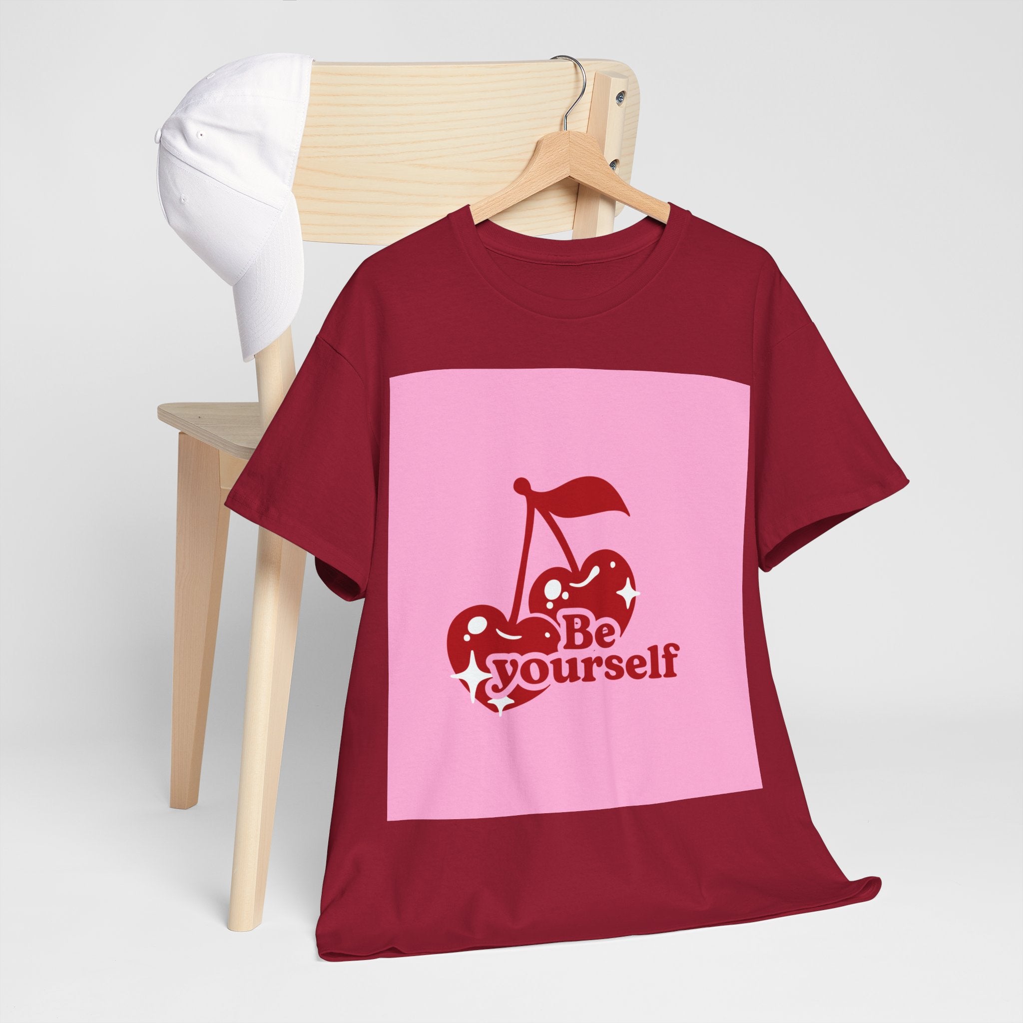 Be Yourself Cherry Graphic Tee, Unisex Cotton T-Shirt, Casual Wear, Gift for Friends, Positive Vibes, Ideal for Summer