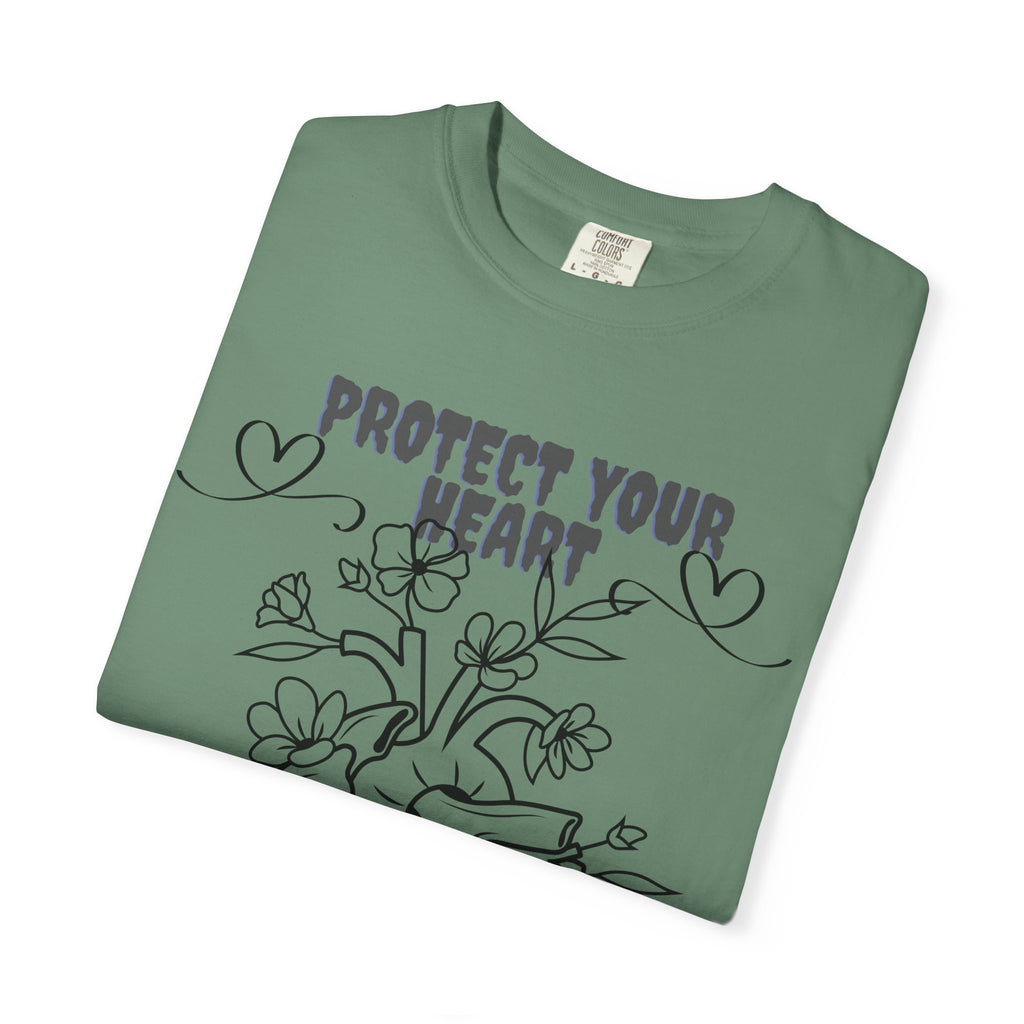 Protect Your Heart T-Shirt | Unisex Garment-Dyed Tee for Self-Care, Mental Health Awareness, Gifts for Friends, Cute Casual Wear