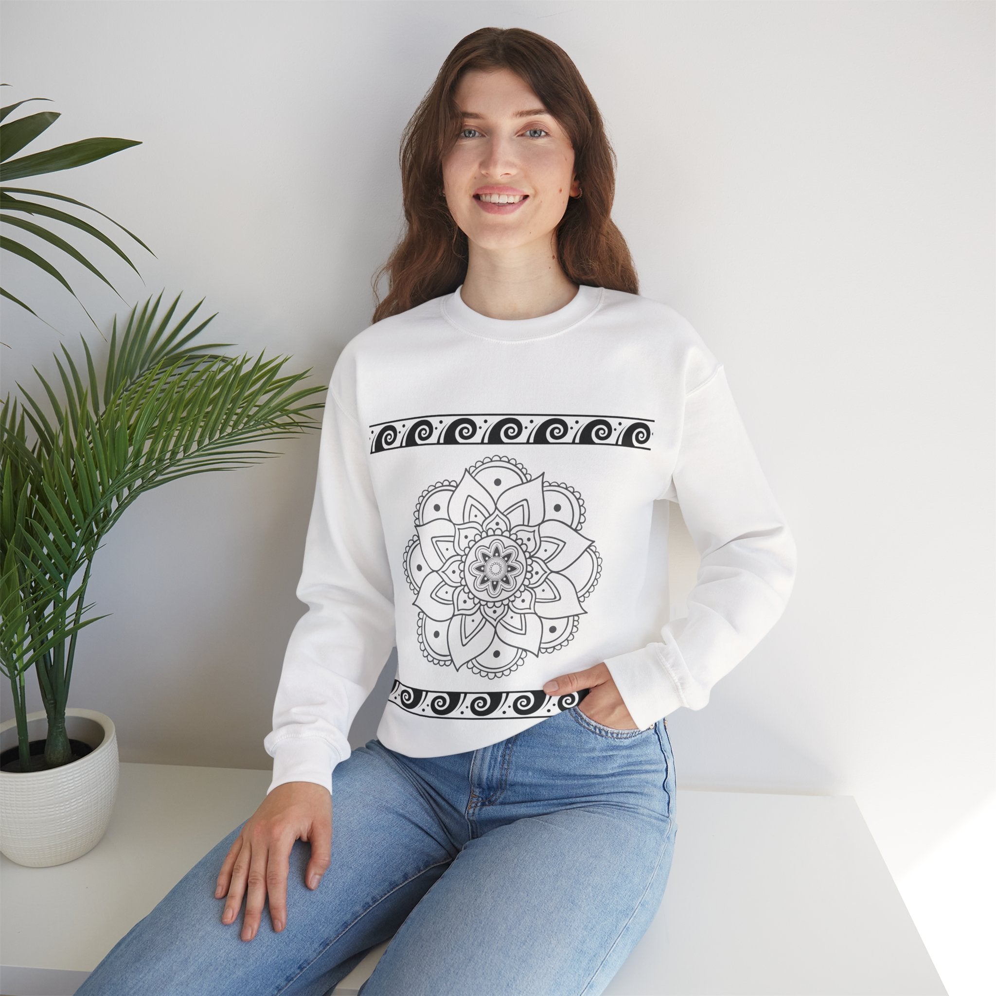 Mandala Design Crewneck Sweatshirt | Cozy Unisex Sweatshirt for Relaxation, Gift for Friends, Everyday Wear, Festival Apparel