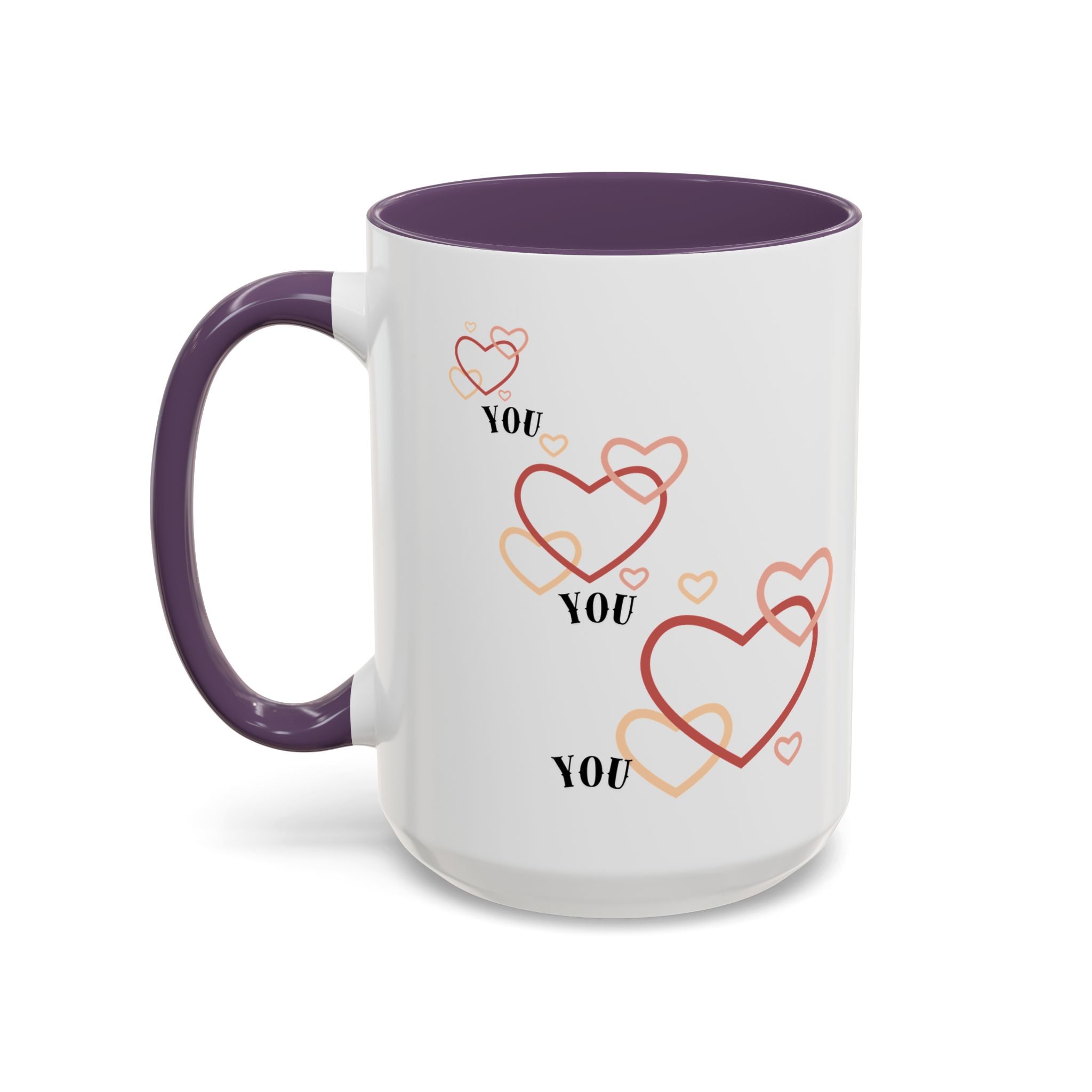 Love You Accent Coffee Mug, Valentine's Day Gift, Heart Mug, Cute Coffee Cup, Romantic Beverage Container