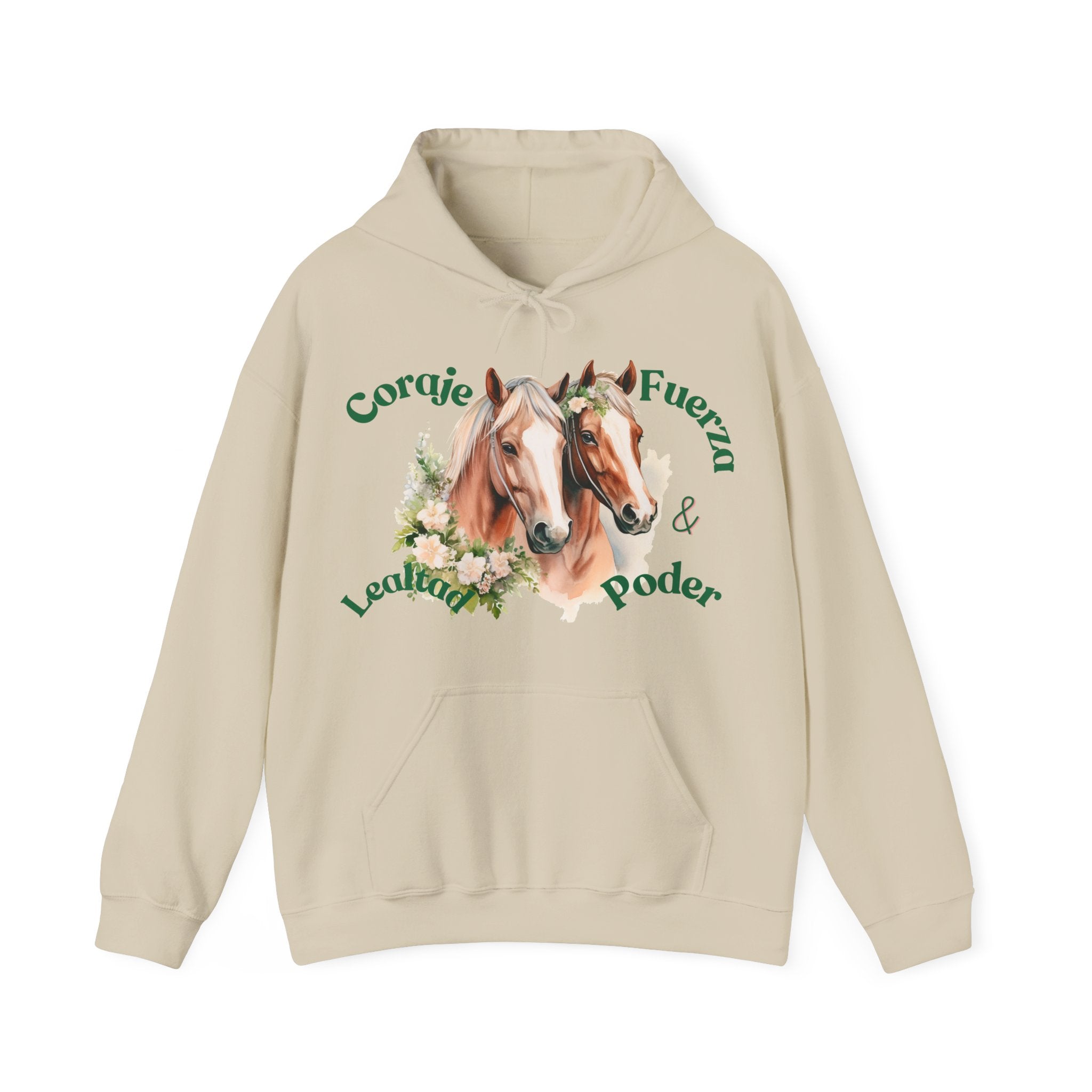 Equine Spirit Hooded Sweatshirt - Courage, Strength, Love, Gift for Horse Lovers, Cozy Wear, Equestrian Apparel, Motivational Sweatshirt