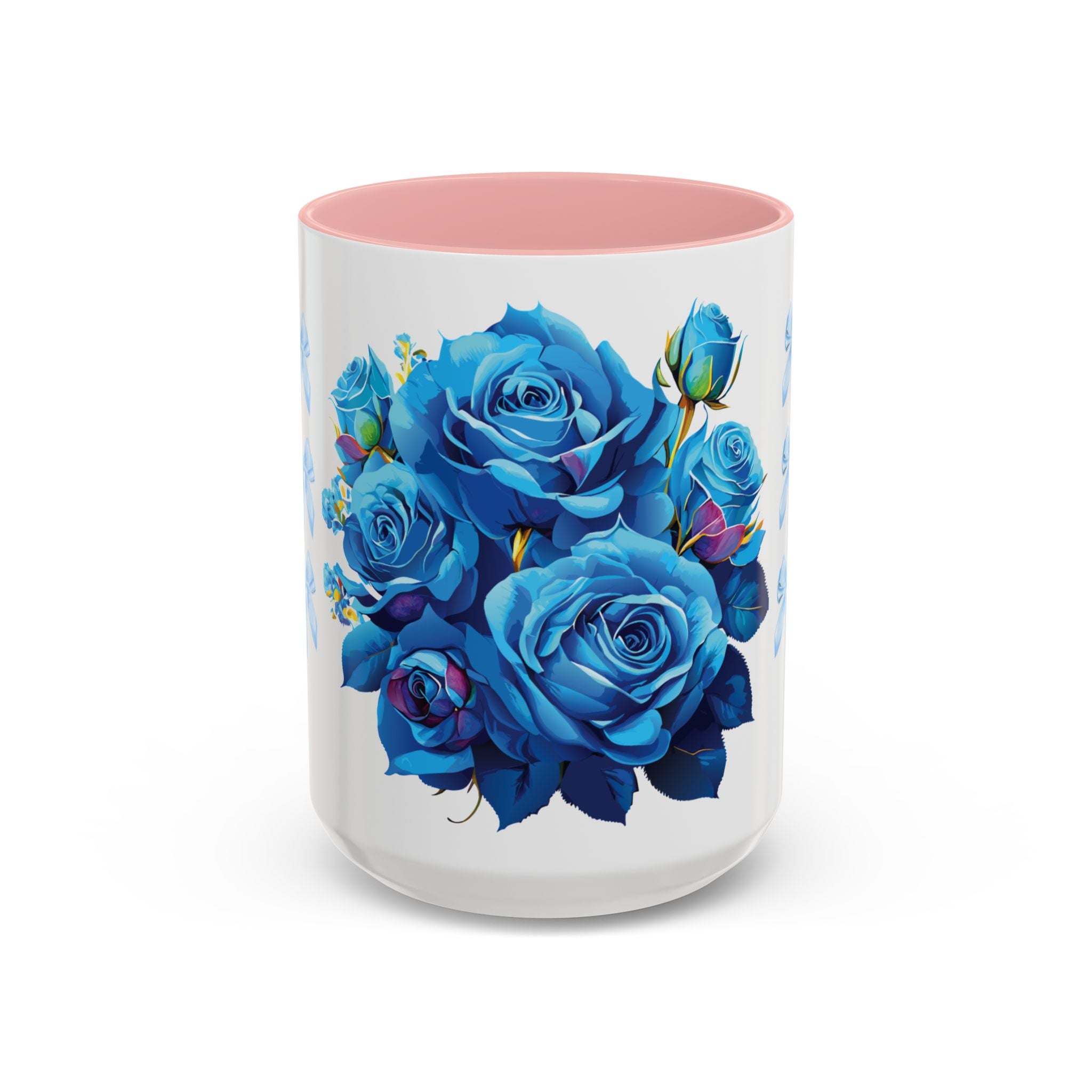 Blue Rose Accent Coffee Mug – Floral Bouquet Design (11/15 oz)
