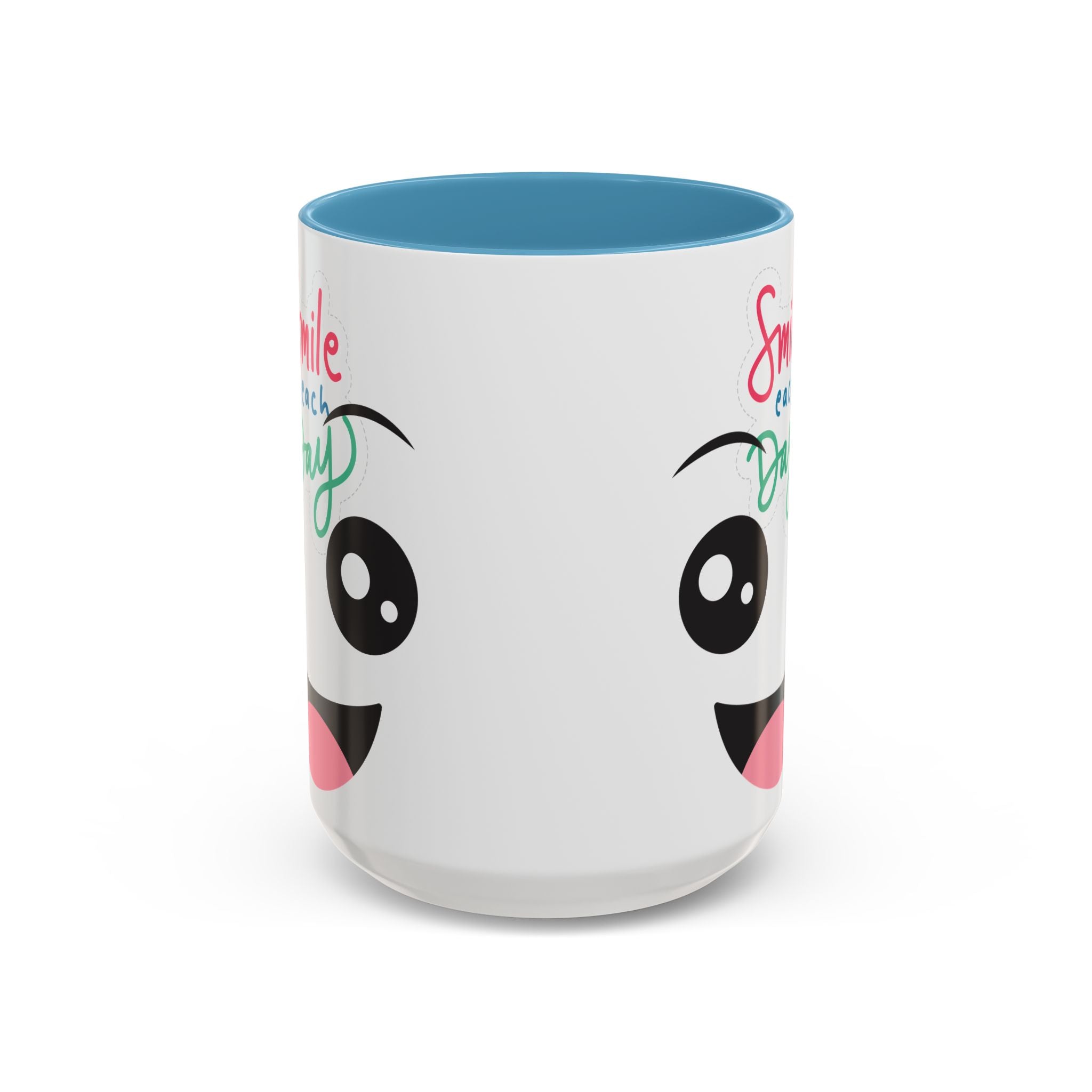 Smile Each Day Coffee Mug — Cute Cartoon Face Accent Mug (11/15oz)