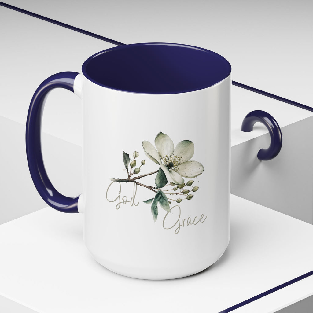 Floral Accent Coffee Mug | God Grace Gift, Nature-Inspired Tea Cup, Inspirational Drinkware for Home, Office, Mother's Day